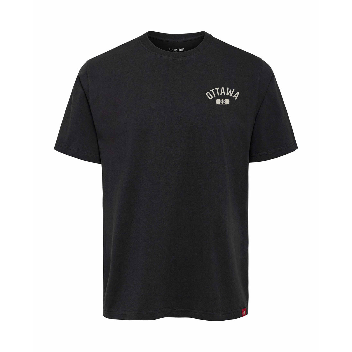 Front of a coal-color short sleeve shirt. On the left chest, 'OTTAWA' in white arched writing with '23' in a white oval below it.