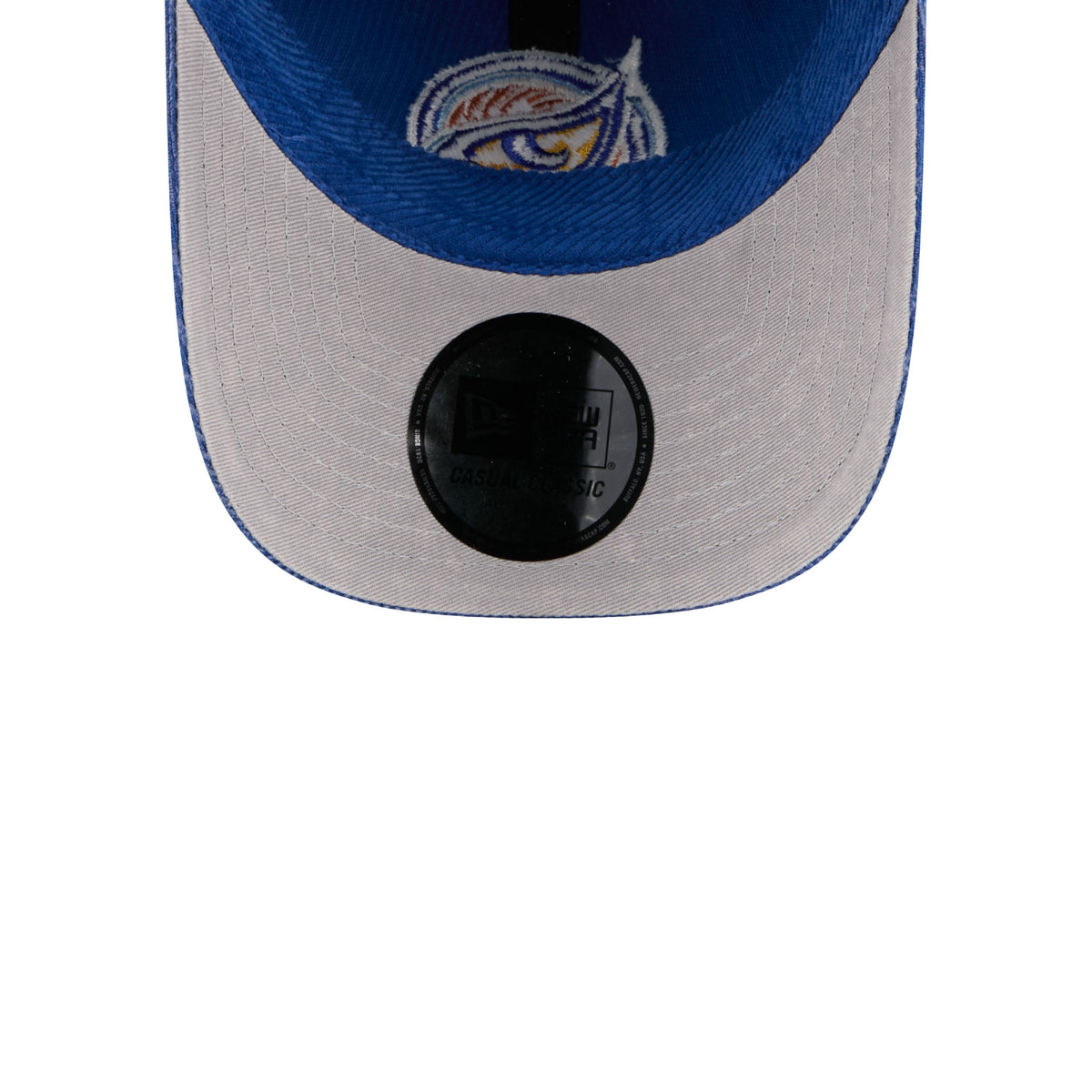 Blue Corduroy Embroidered Vancouver Goldeneyes Logo Hat Under Brim Gray with Sticker