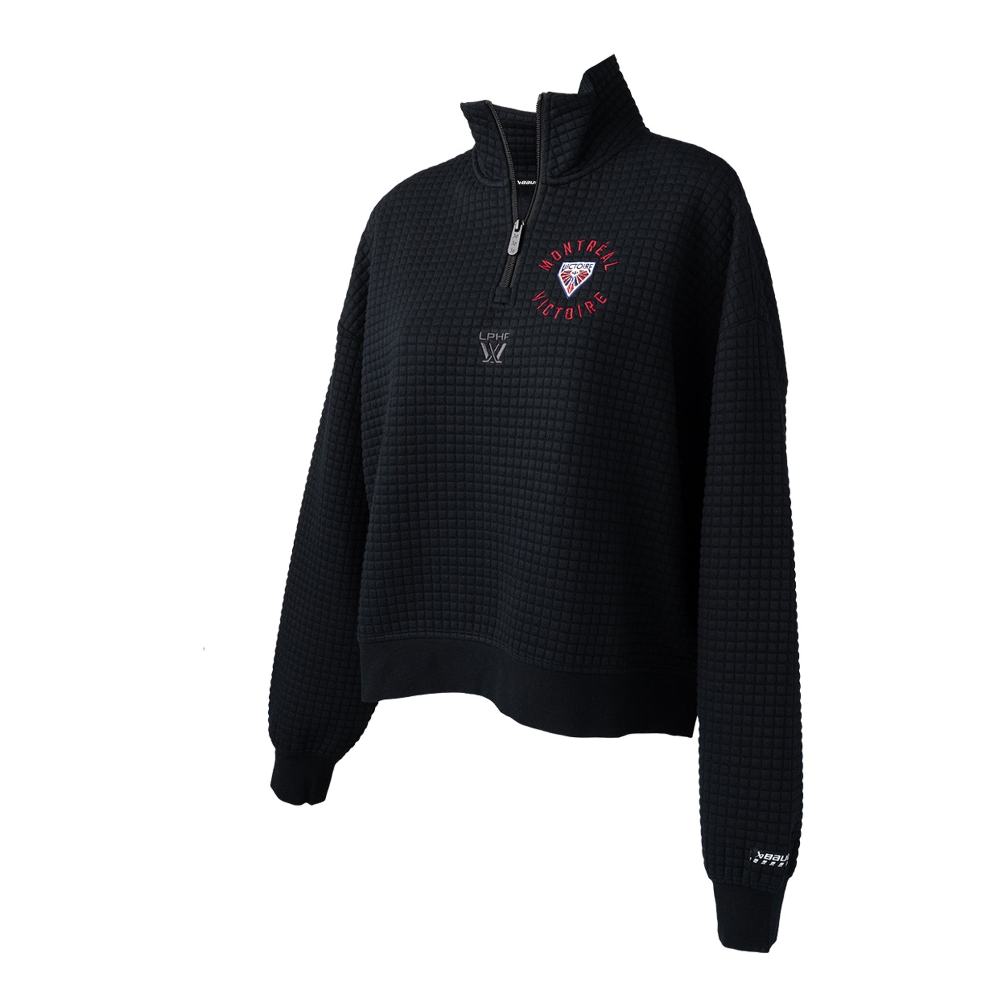 Women's Montreal Victoire Bauer Quilted Half Zip Sweater - Sweater in Black