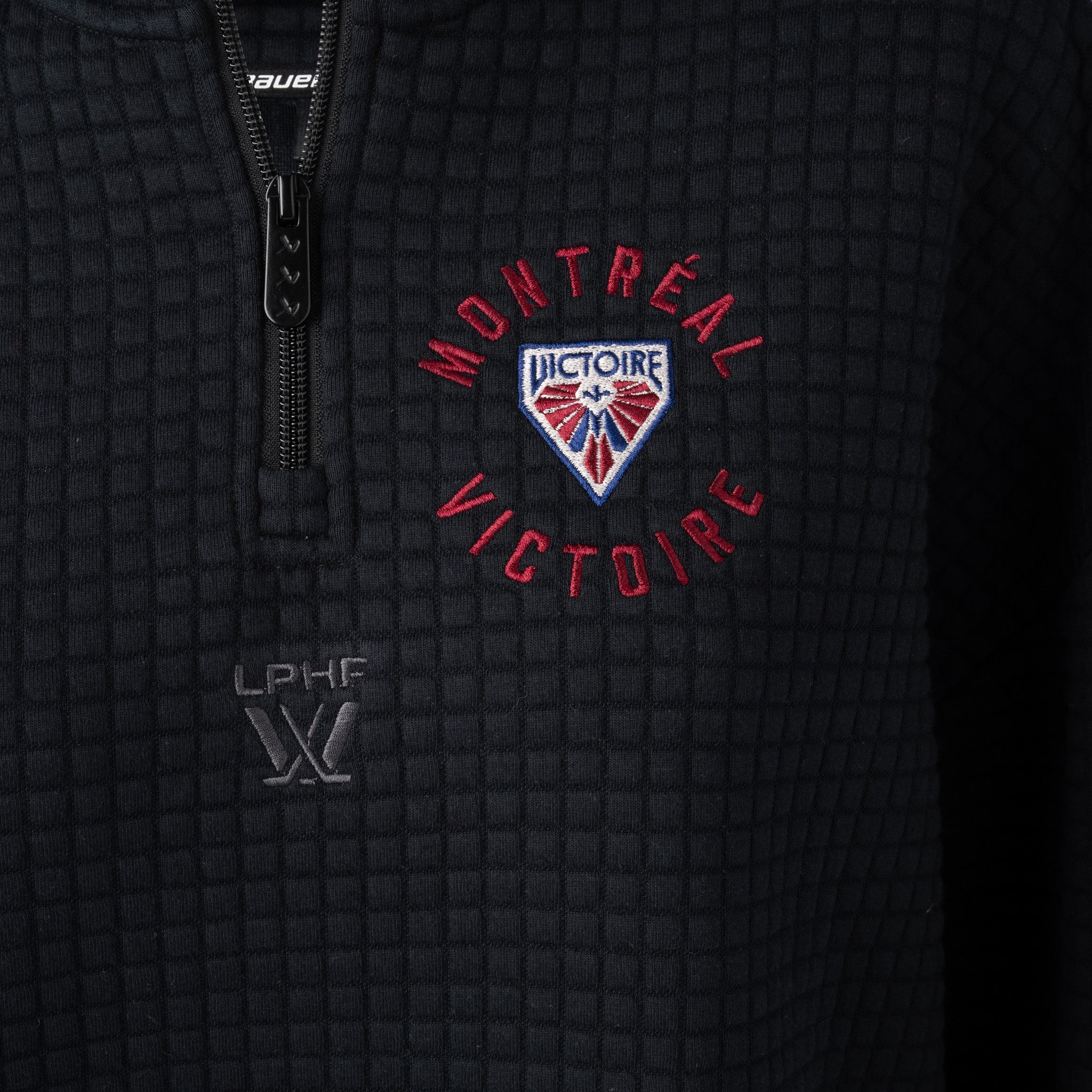 Women's Montreal Victoire Bauer Quilted Half Zip Sweater - Sweater in Black