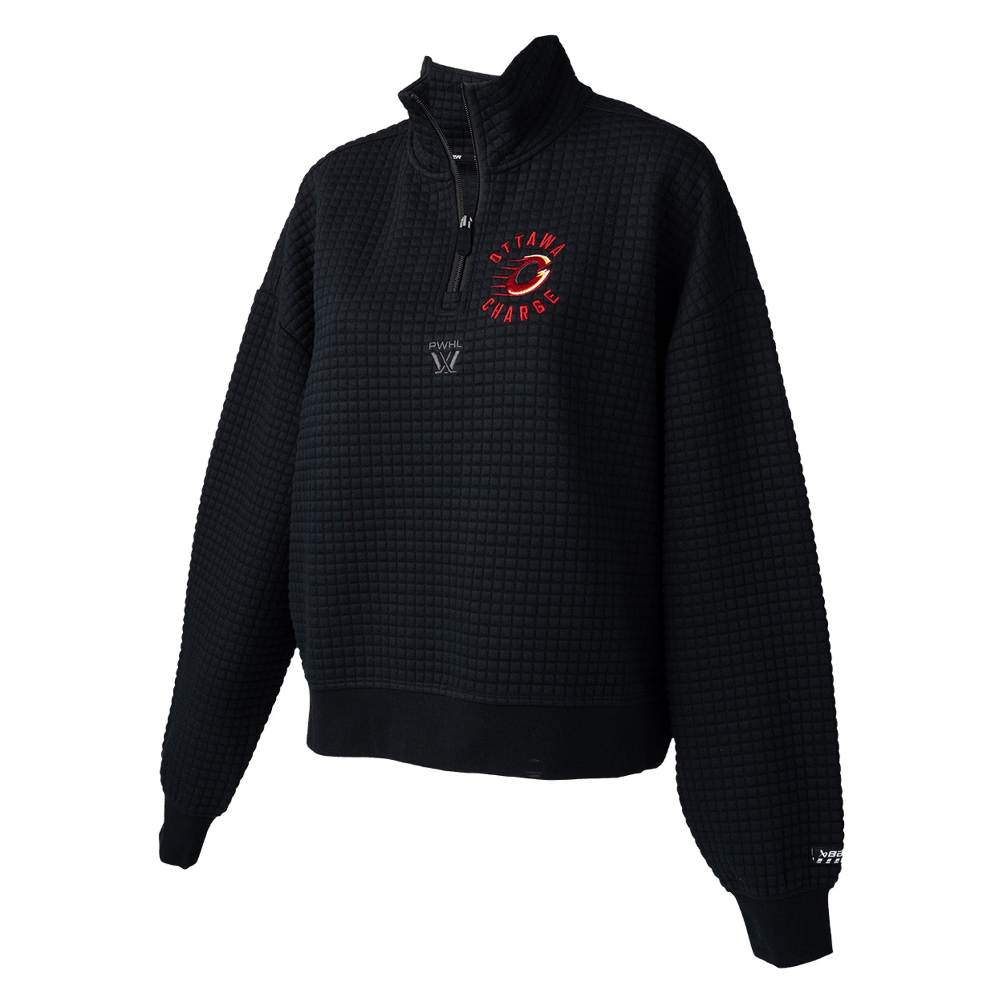 Women's Ottawa Charge Bauer Quilted Half Zip Sweater - Sweater in Black