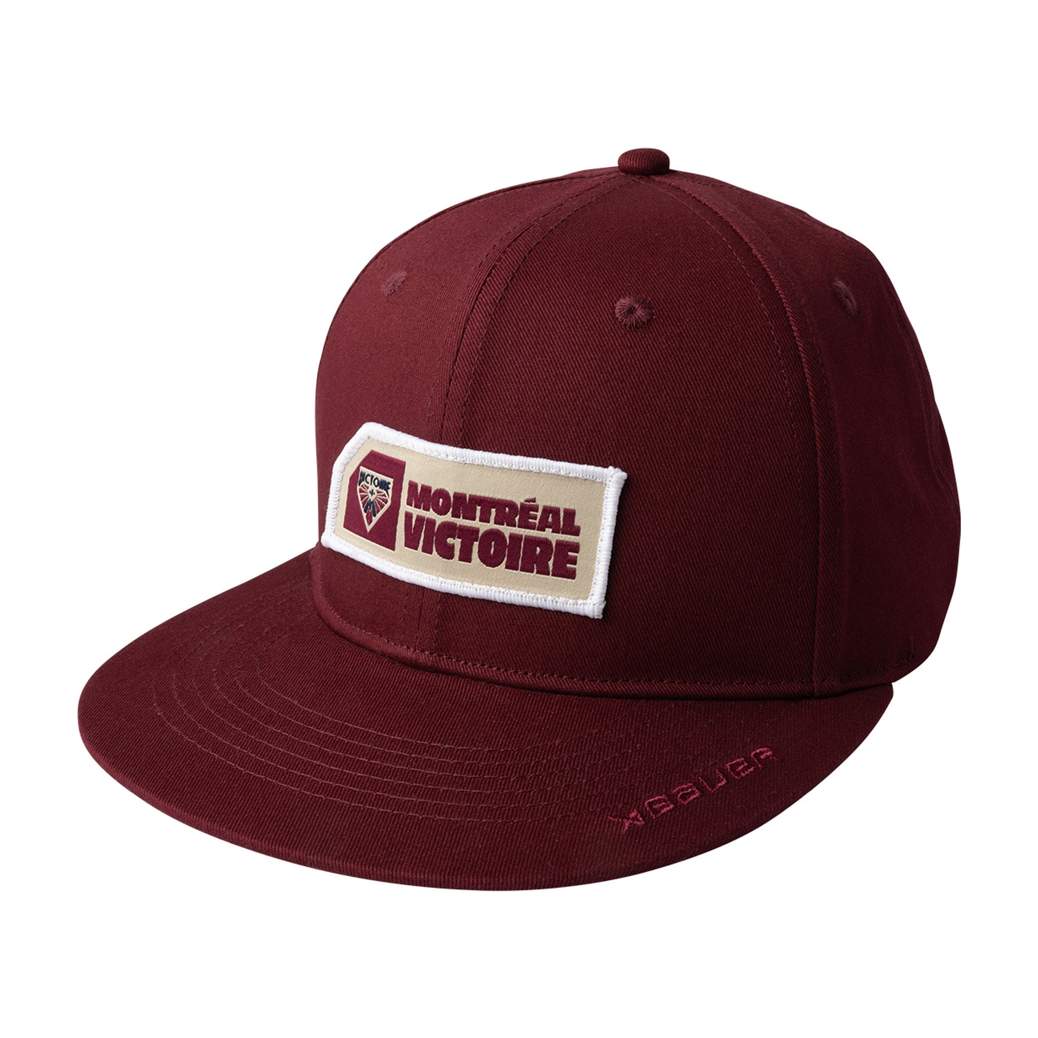 Adult Montreal Victoire Bauer Flat Brim Snapback Hat - Hat in Maroon