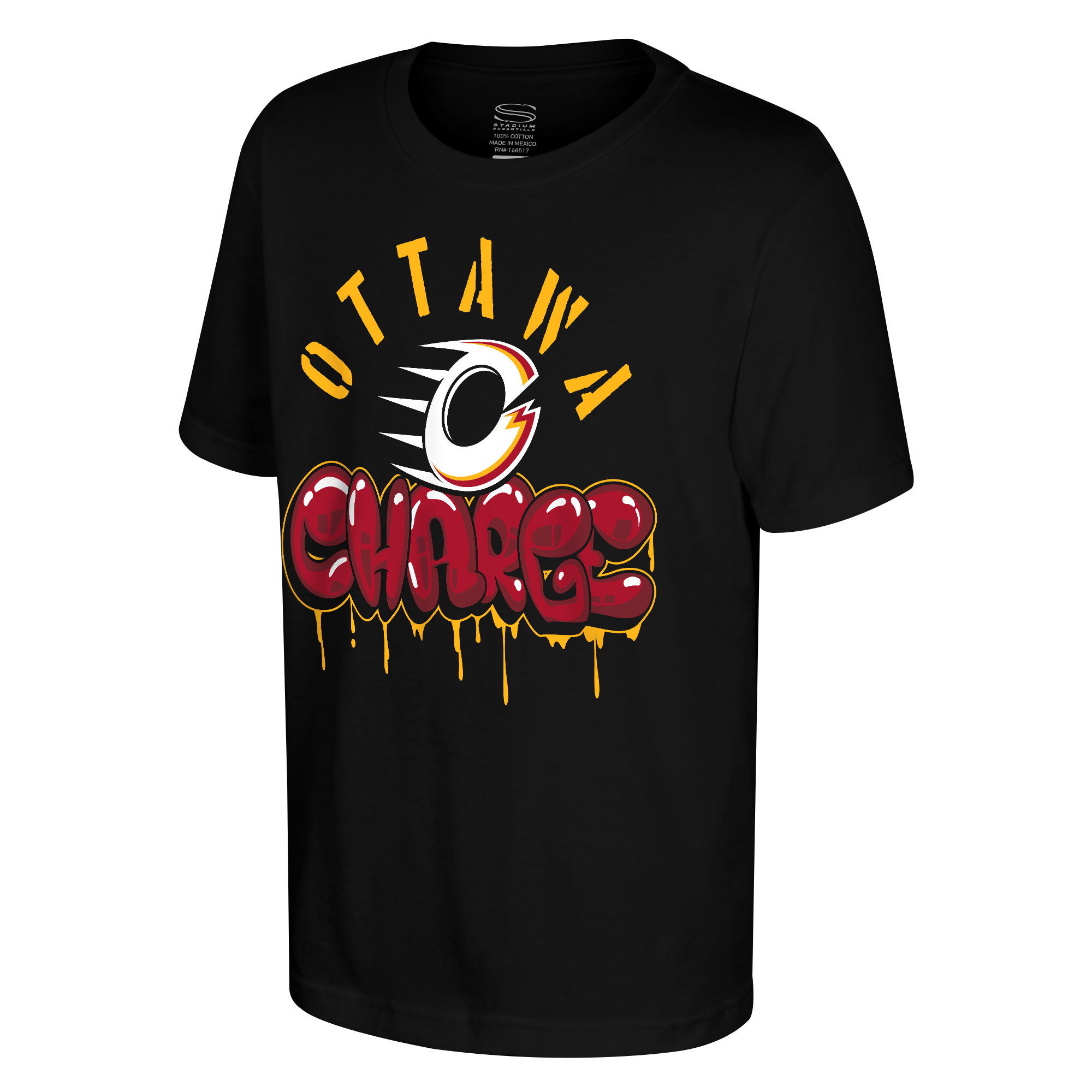 Ottawa Charge Youth Stadium Essentials Wash Drip T-Shirt - Long Sleeve T-Shirt in Black