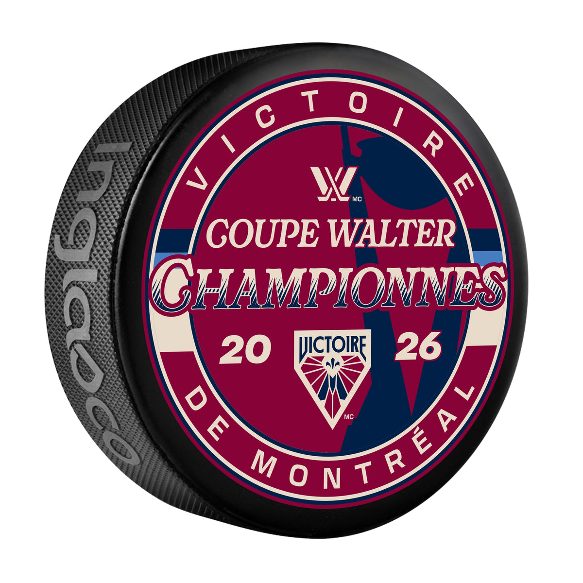 Montreal Victoire 2026 Black Souvenir Puck bulk - Walter Cup Champs - Pucks in