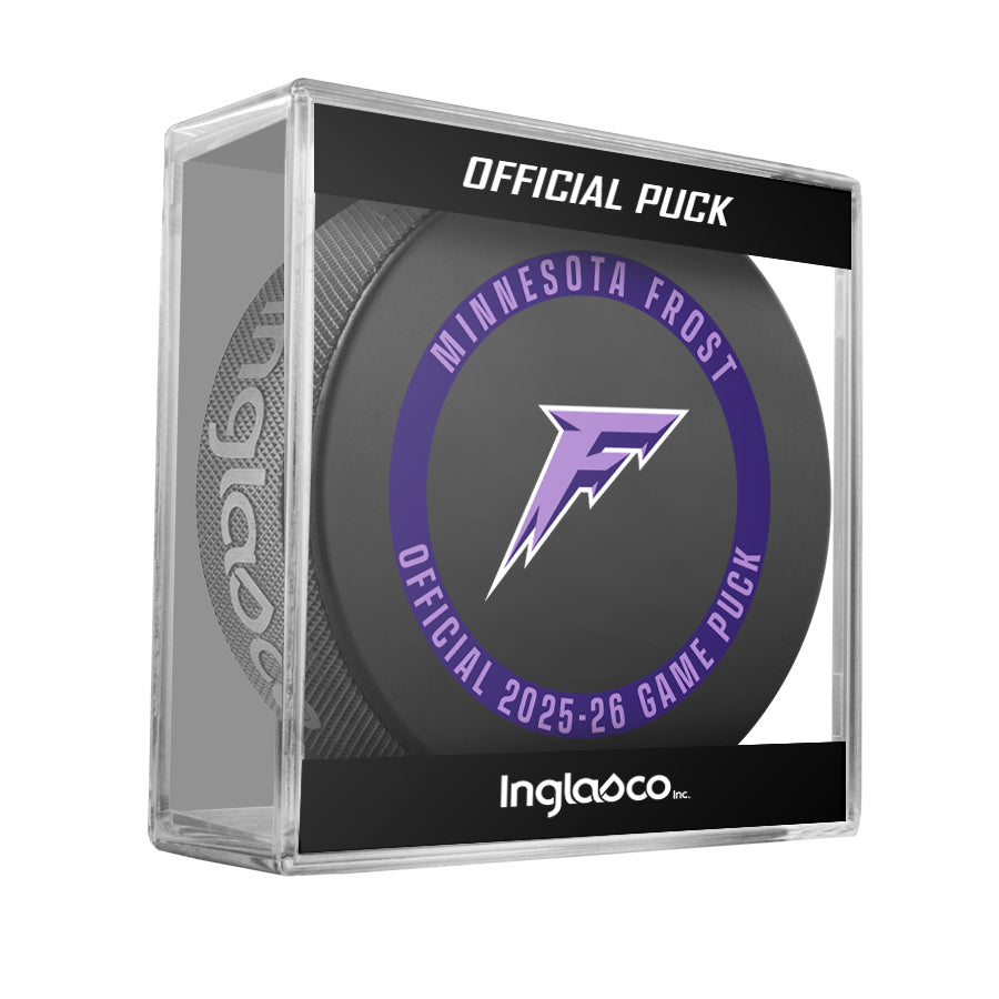 Minnesota Frost Officially Licensed 2025-2026 Game Puck Design In Cube