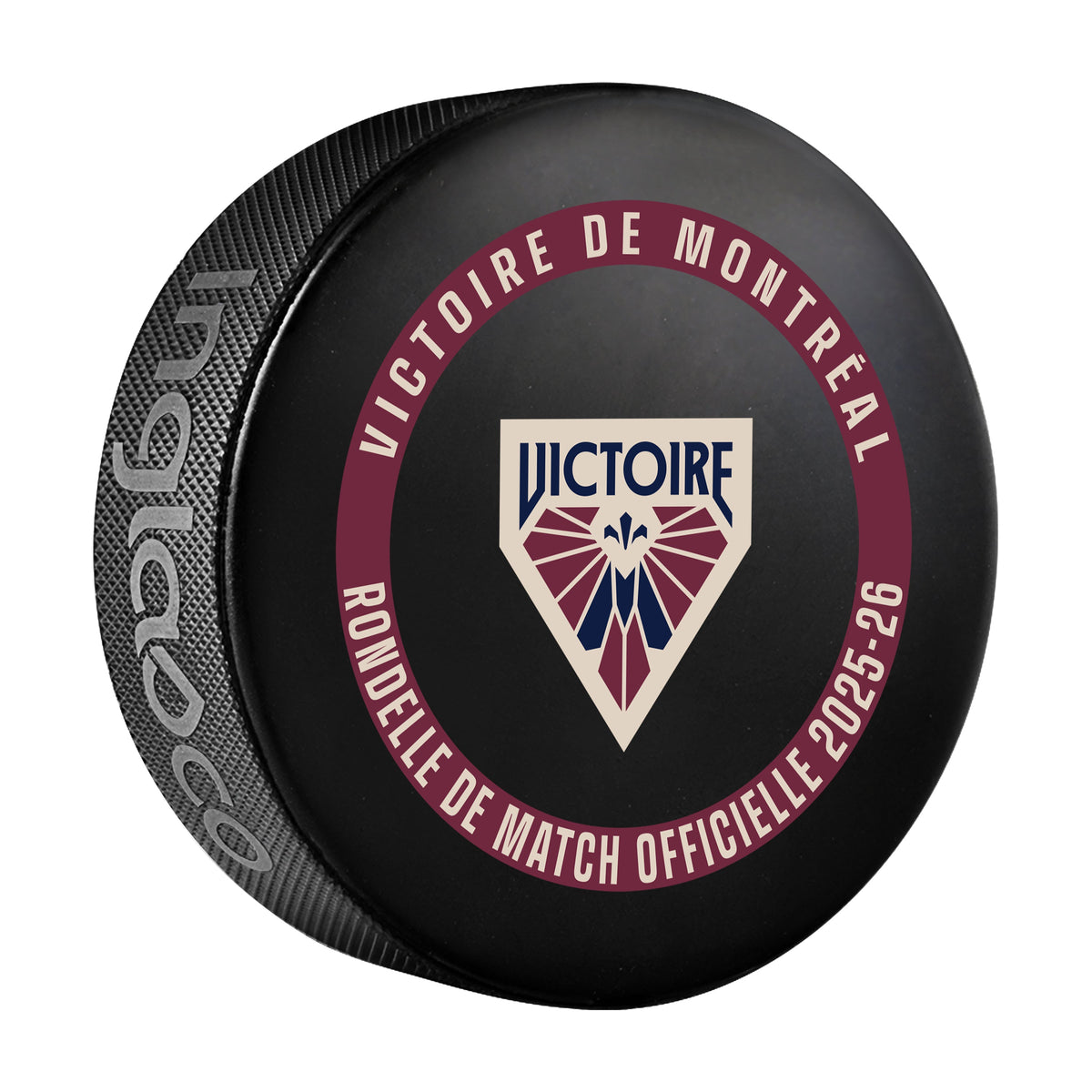 Montreal Victoire Officially Licensed 2025-2026 Game Puck Design In Cube - Pucks in