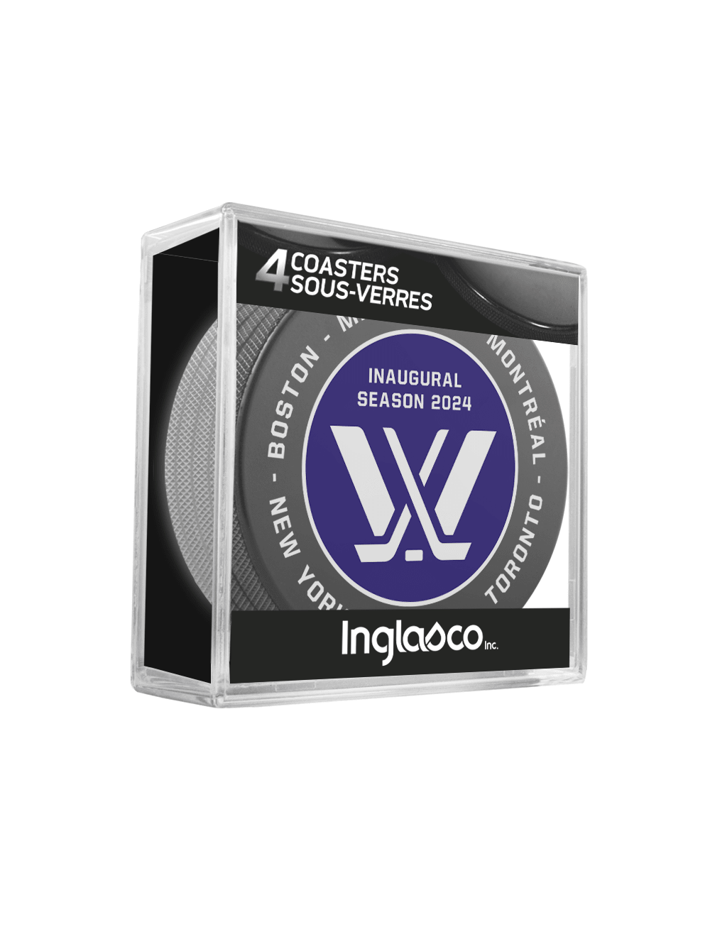 PWHL 2024 Inaugural Season Official Hockey Puck Drink Coasters (4-pack) In Cube - Collectibles in