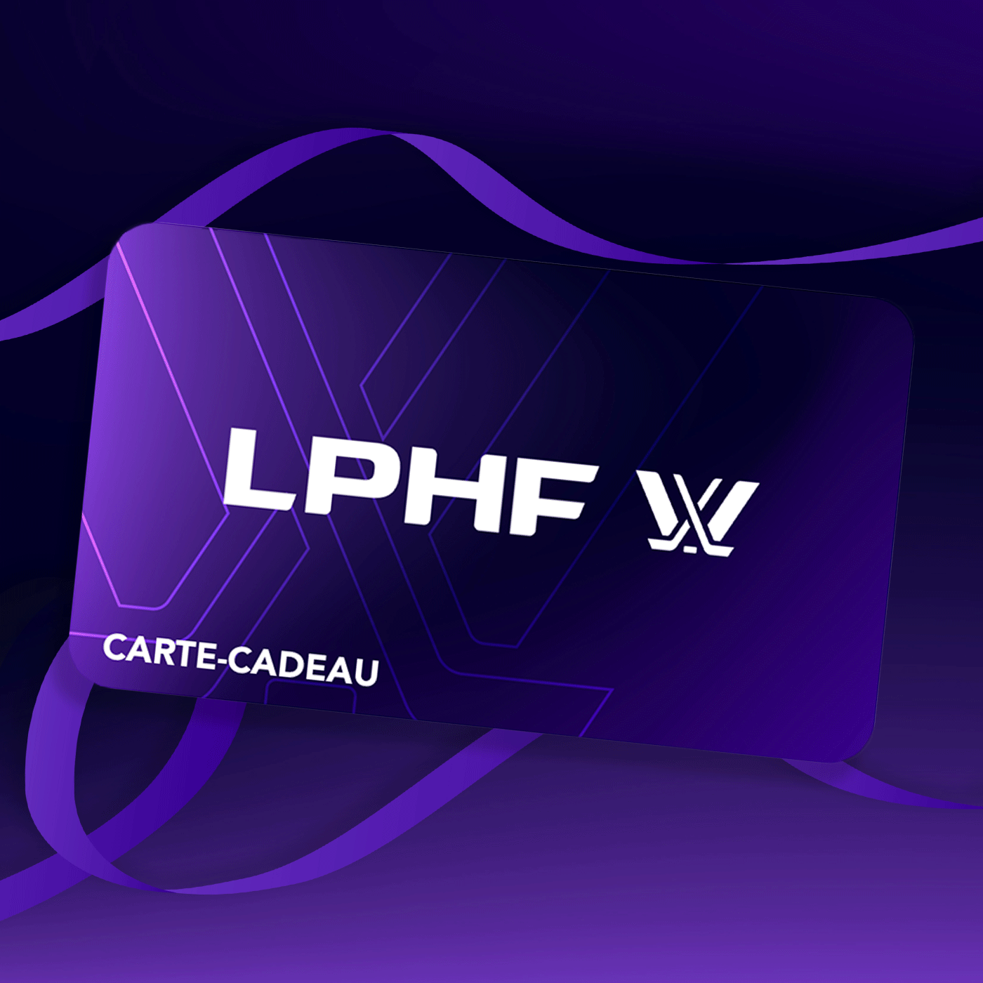 Gift card with LPHF logo on a purple background