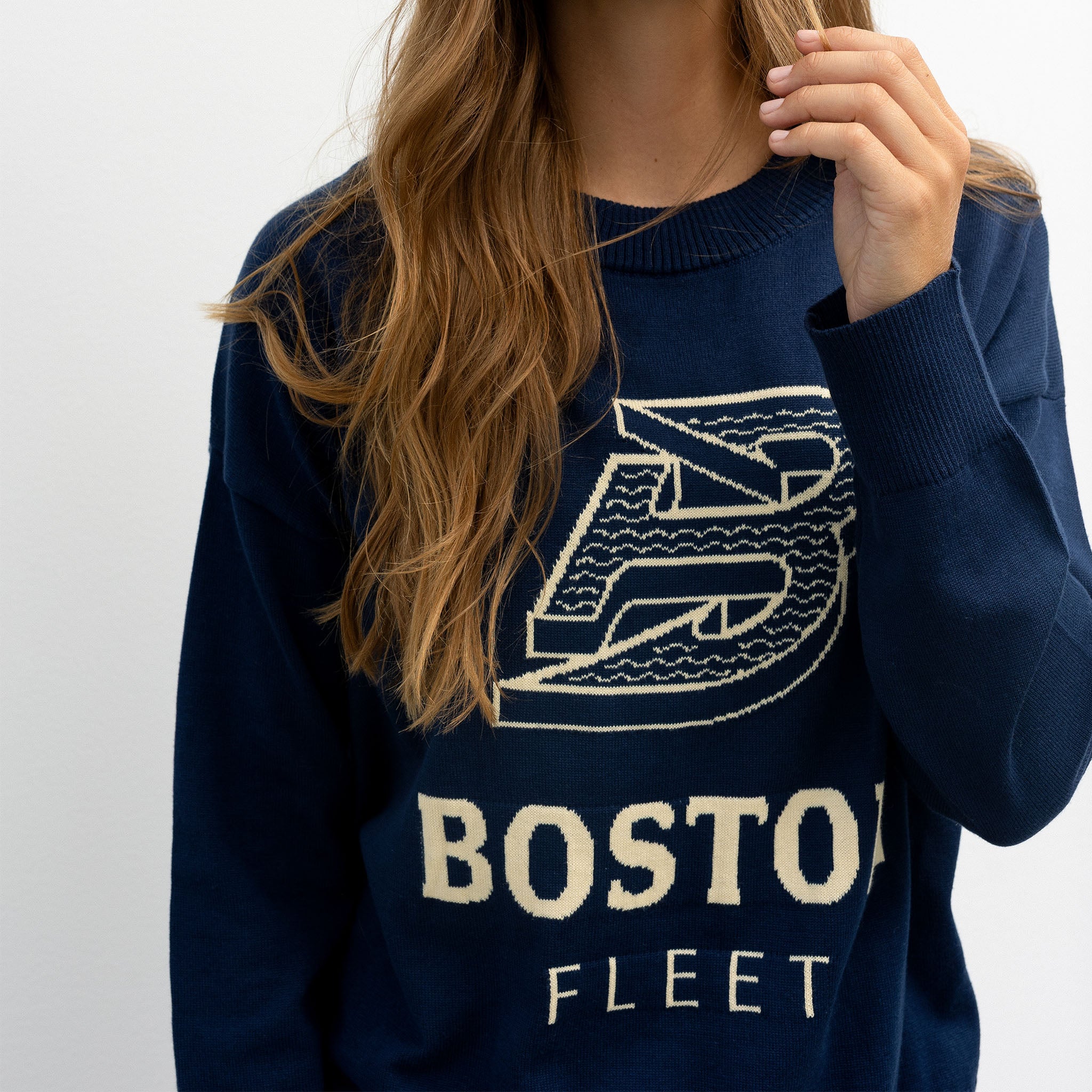 Women's Boston Fleet Line Change Team Logo Knit Sweater - Sweater in S
