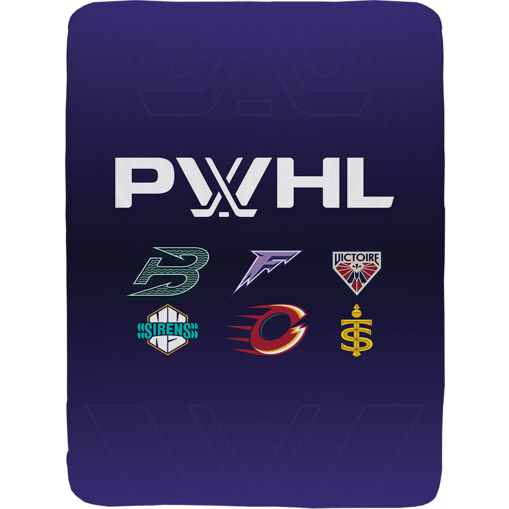 PWHL Large Sherpa Fleece Inaugural Six Logo Throw Blanket - Blankets in Cream Back