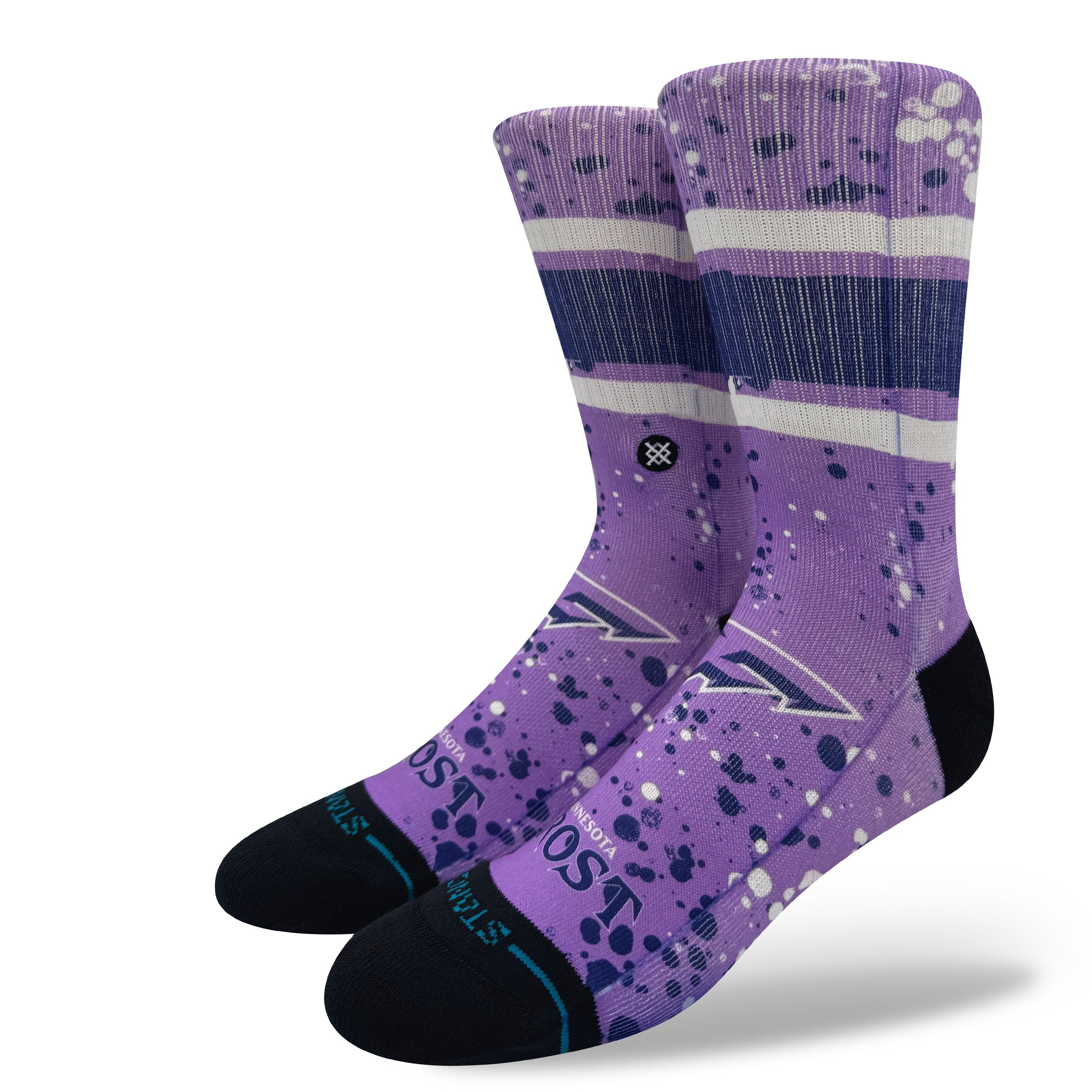 Minnesota Frost Adult Stance Splatter Crew Socks - Socks in Purple