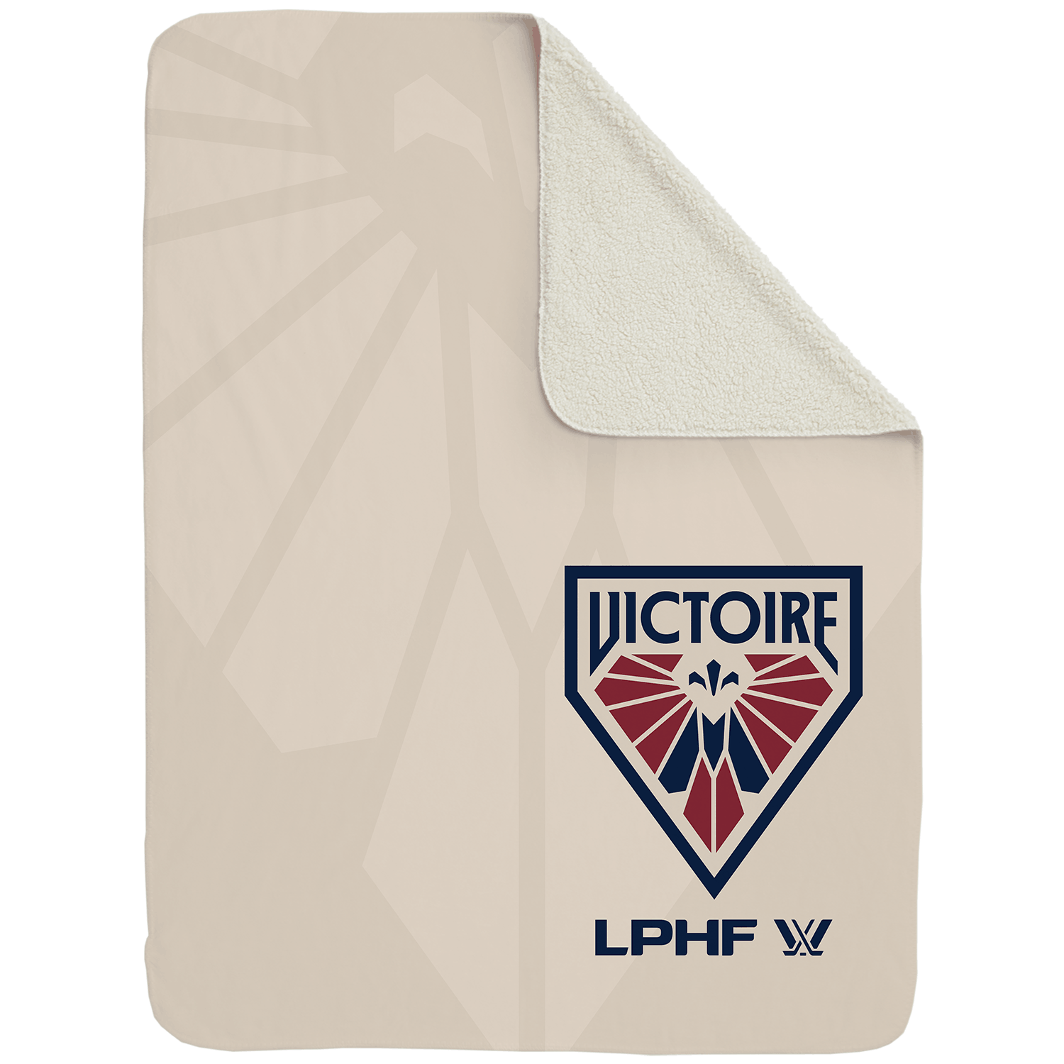 Montreal Victoire Large Sherpa Fleece Logo Throw Blanket - Blankets in Cream Back