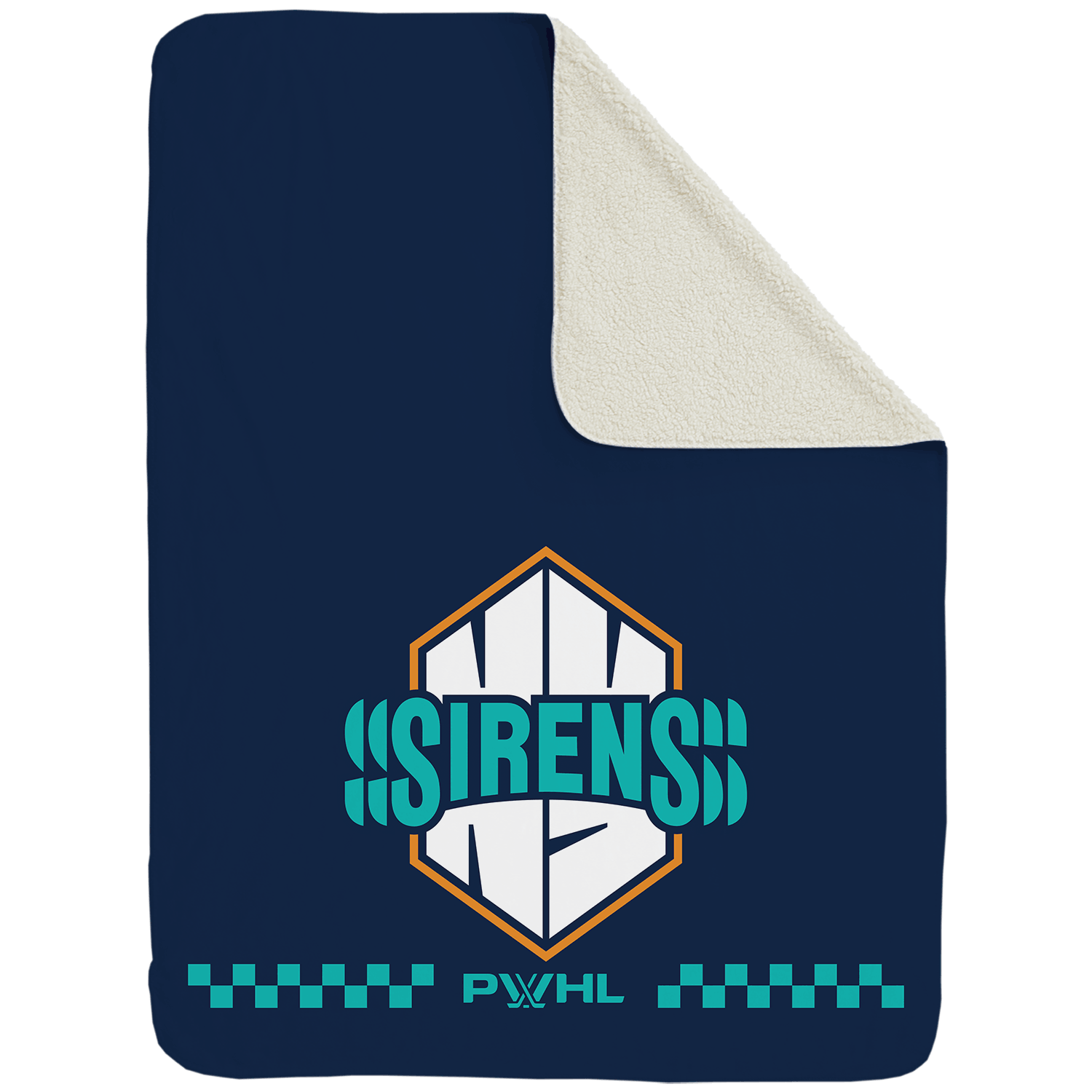 New York Sirens Large Sherpa Fleece Logo Throw Blanket - Blankets in Cream Back