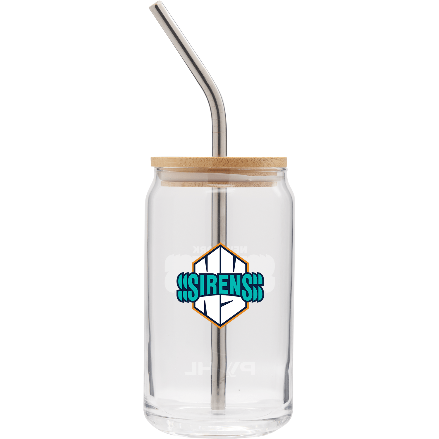 New York Sirens Soda Can Glass with Lid and Straw - Drinkware in Clear
