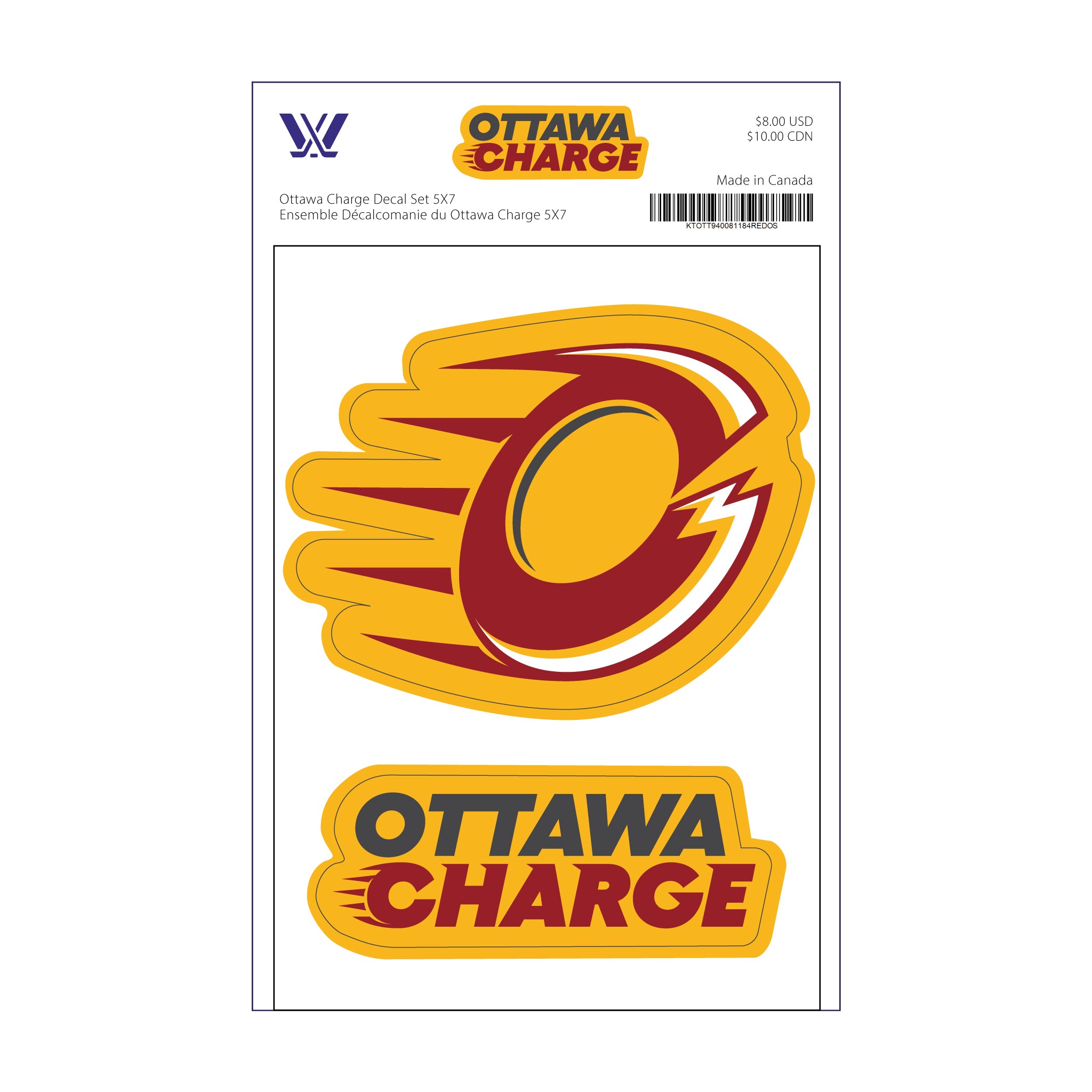 Ottawa Charge Decal Set 5" x 7" - Collectibles in One Size