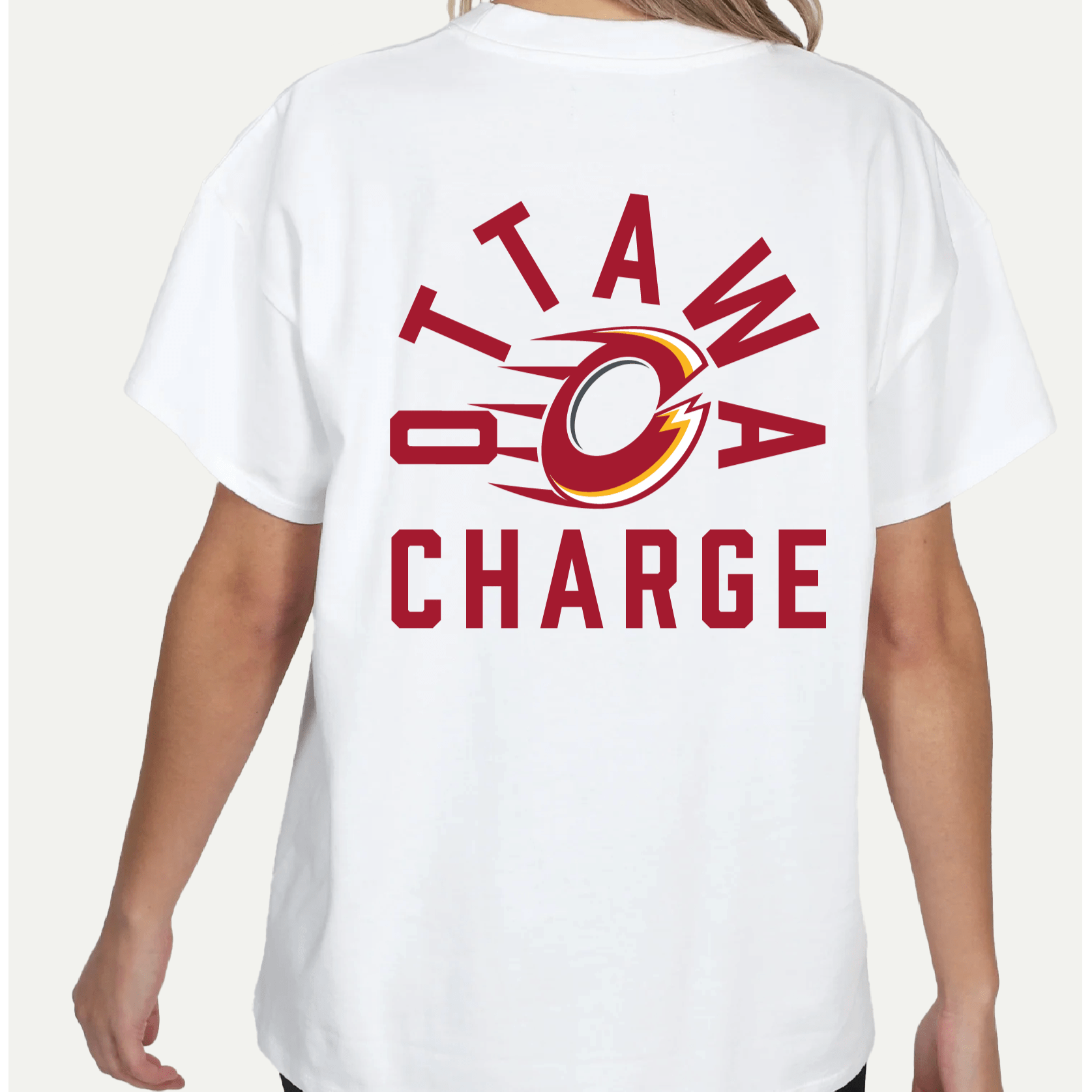 Ottawa Charge Unisex Line Change Back Hit Hockey Oversized T-Shirt - T-Shirt in White