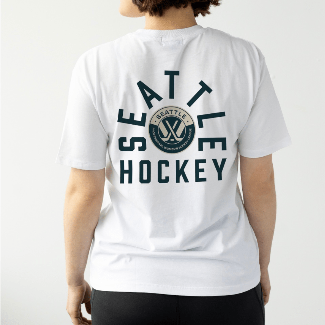 Seattle Adult Line Change Arched Design Oversized T-Shirt - T-Shirt in White