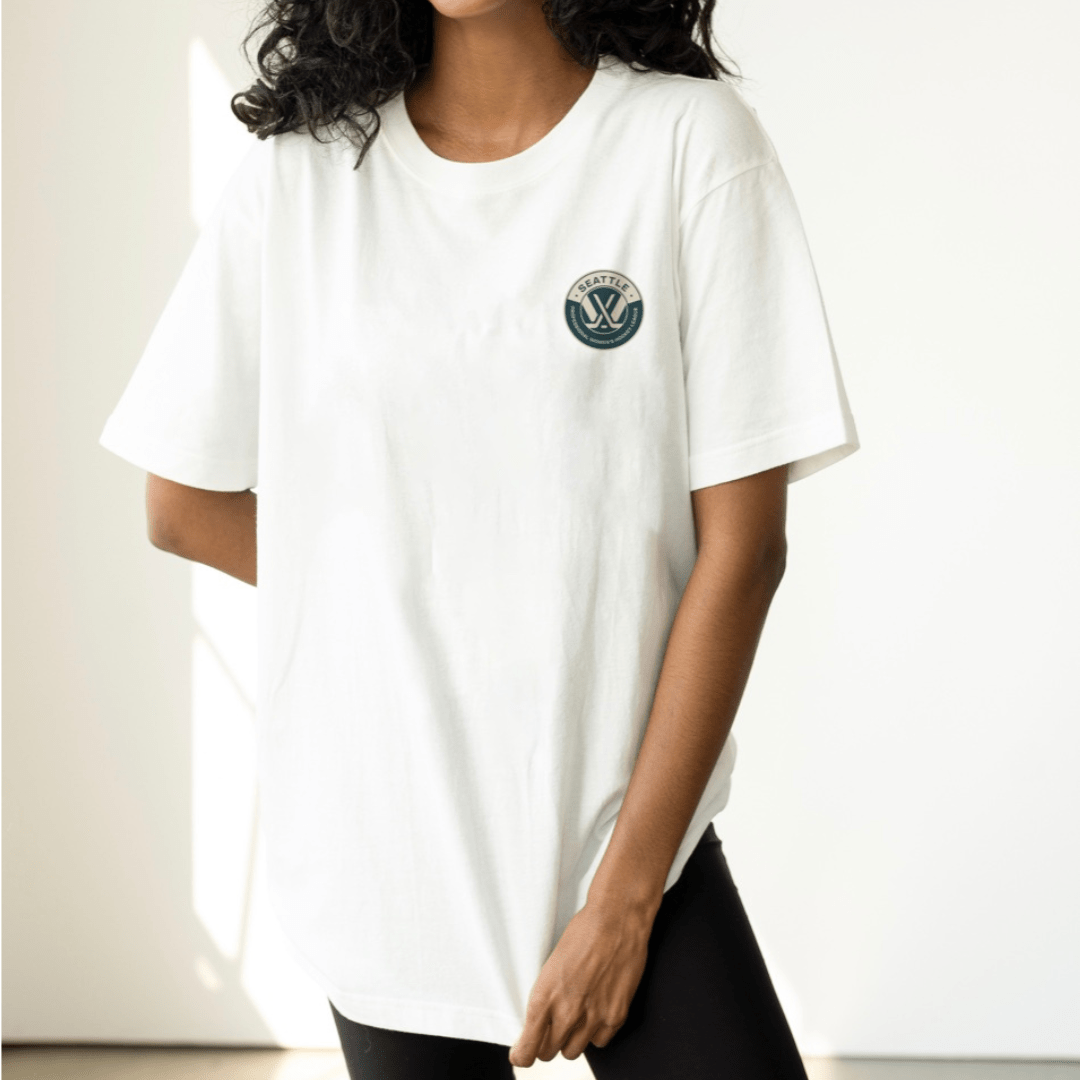 Seattle Adult Line Change Arched Design Oversized T-Shirt - T-Shirt in White