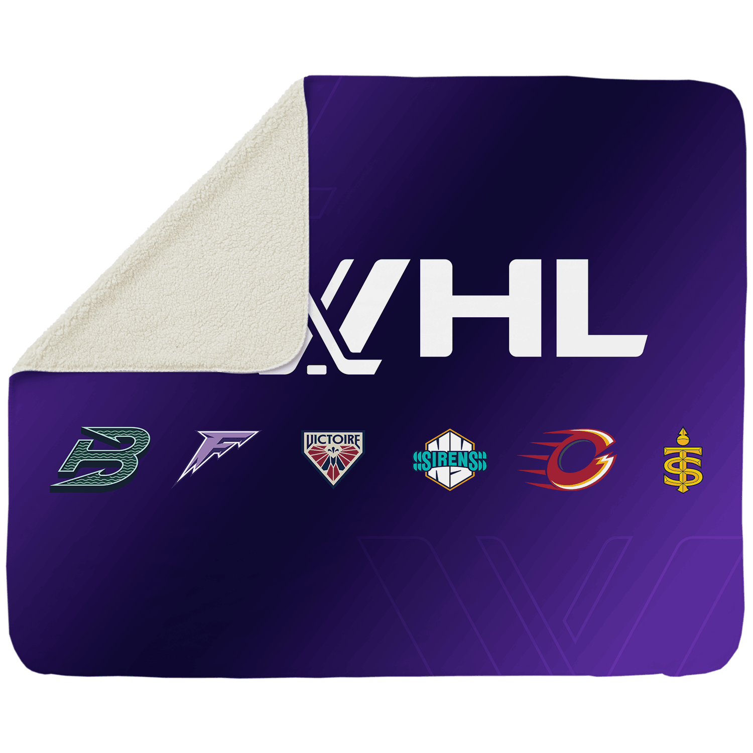 PWHL Sherpa Fleece Inaugural Six Logo Blanket - Blankets in Cream Back