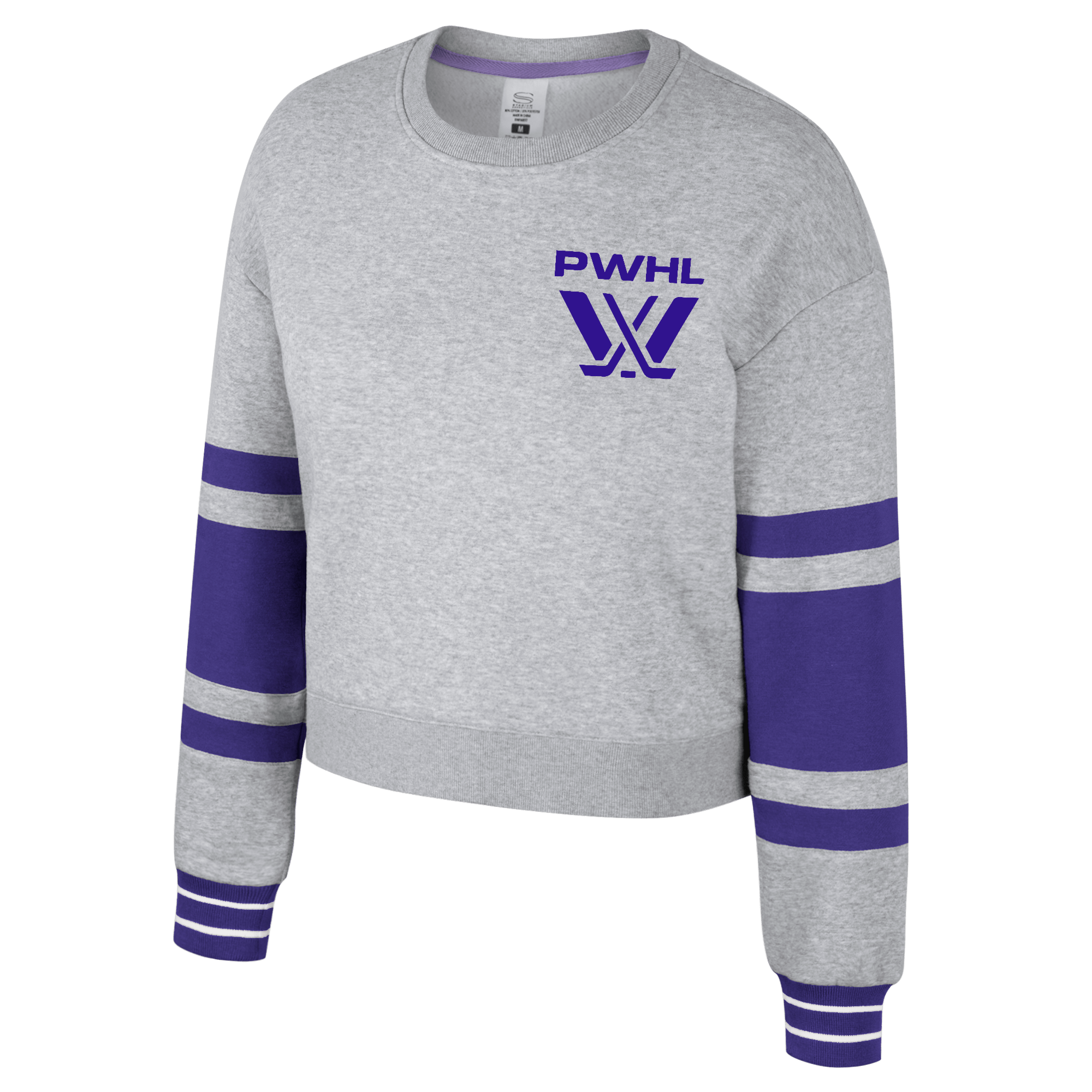 PWHL Women's Stadium Essentials Scrimmage 2 Long Sleeve Crop Crew - Crewneck in Grey