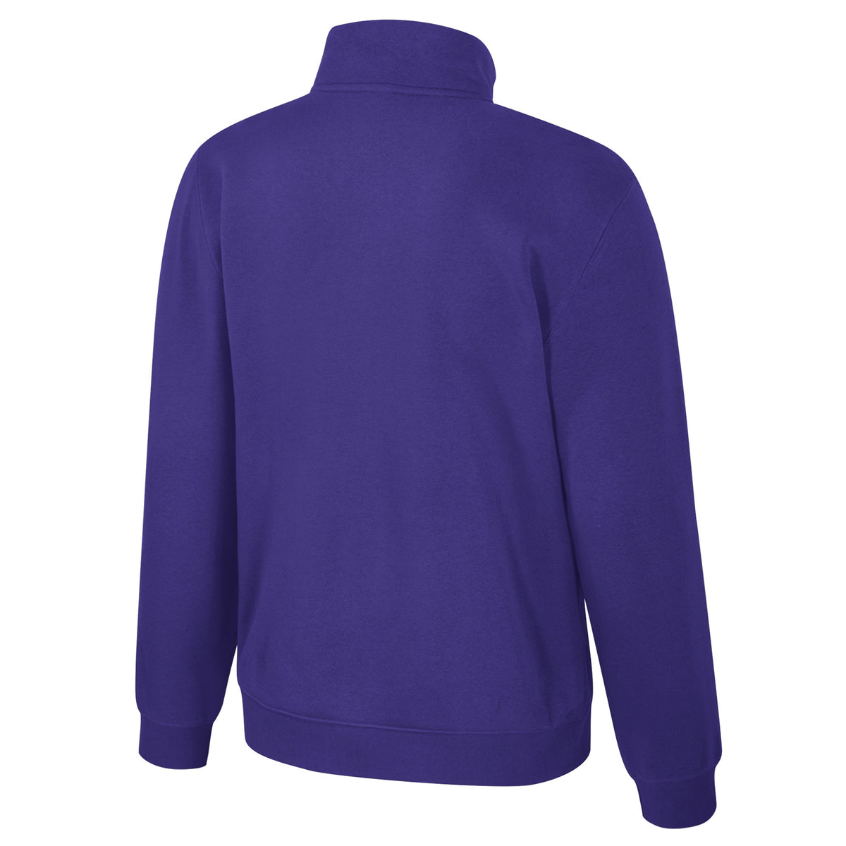 The back of a purple PWHL fleece quarter zip.