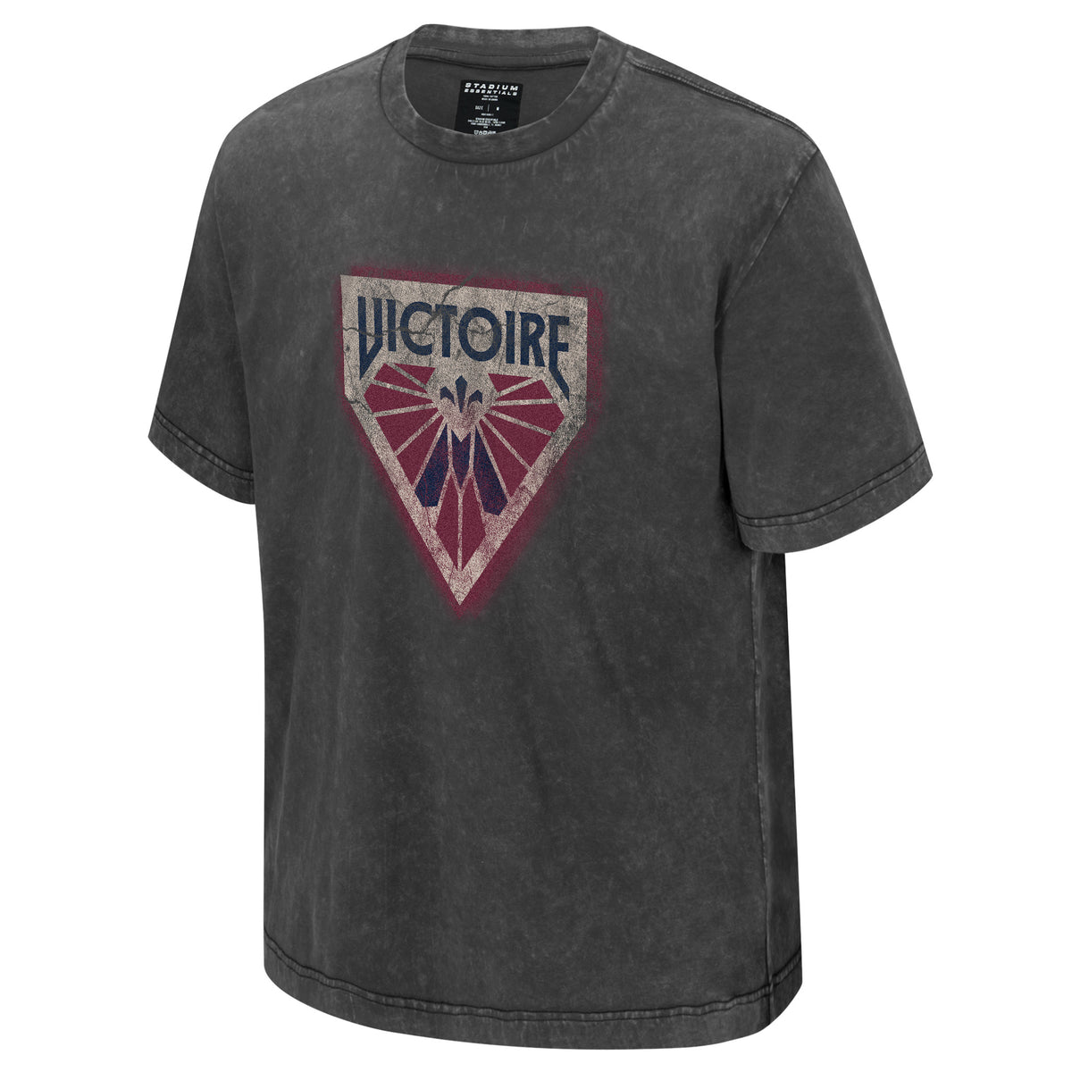 The front of a dark gray was short sleeve shirt with the Montreal Victoire logo in the center.