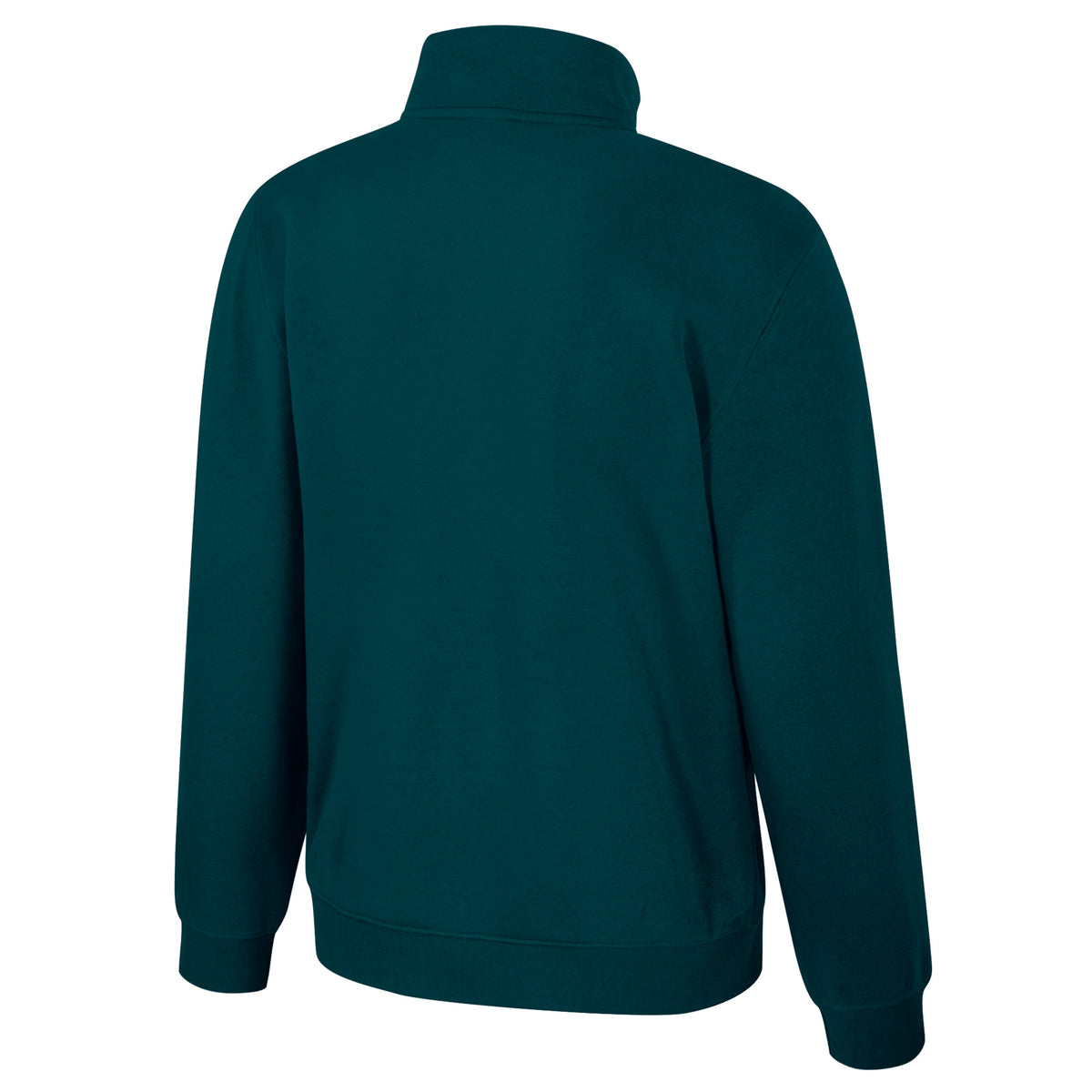 the back of a slate green Seattle Torrent fleece quarter zip.