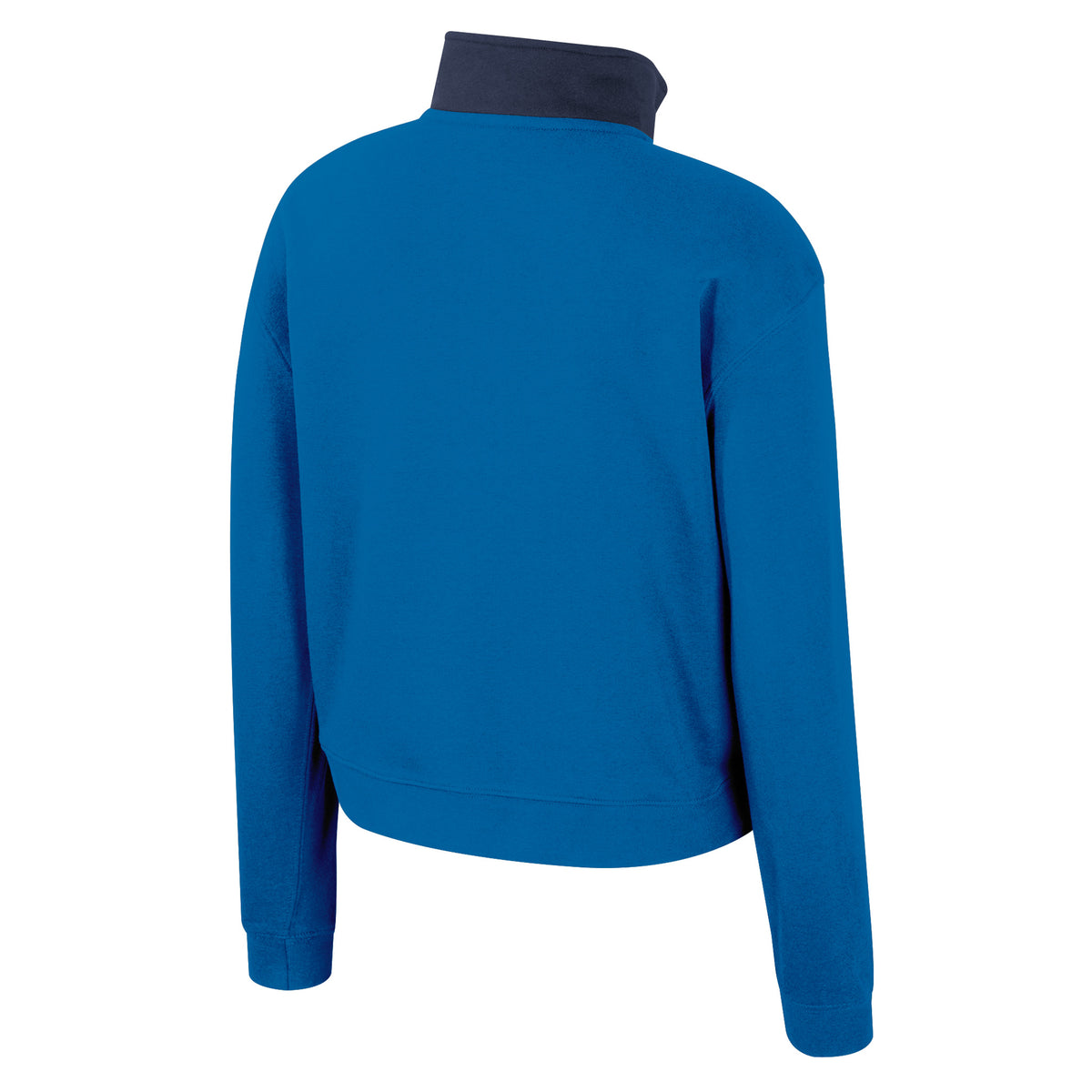 The back of a royal blue Toronto Sceptres fleece half zip with navy-blue color blocking on the collar.