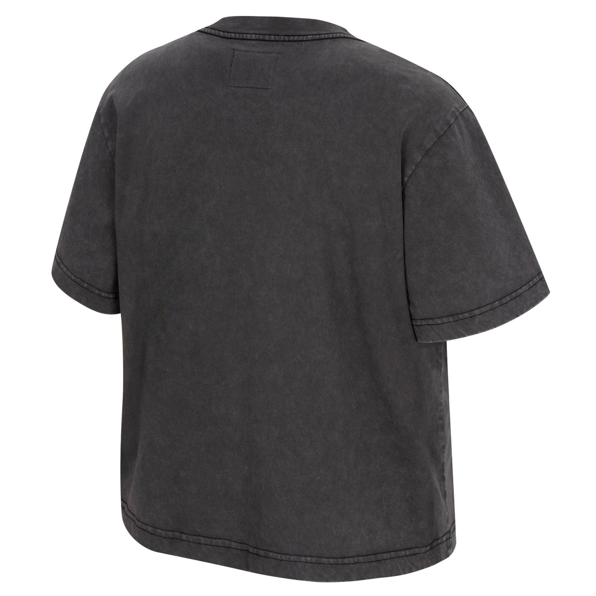 The back of a dark gray wash Montreal Victoire short sleeve V-neck shirt.