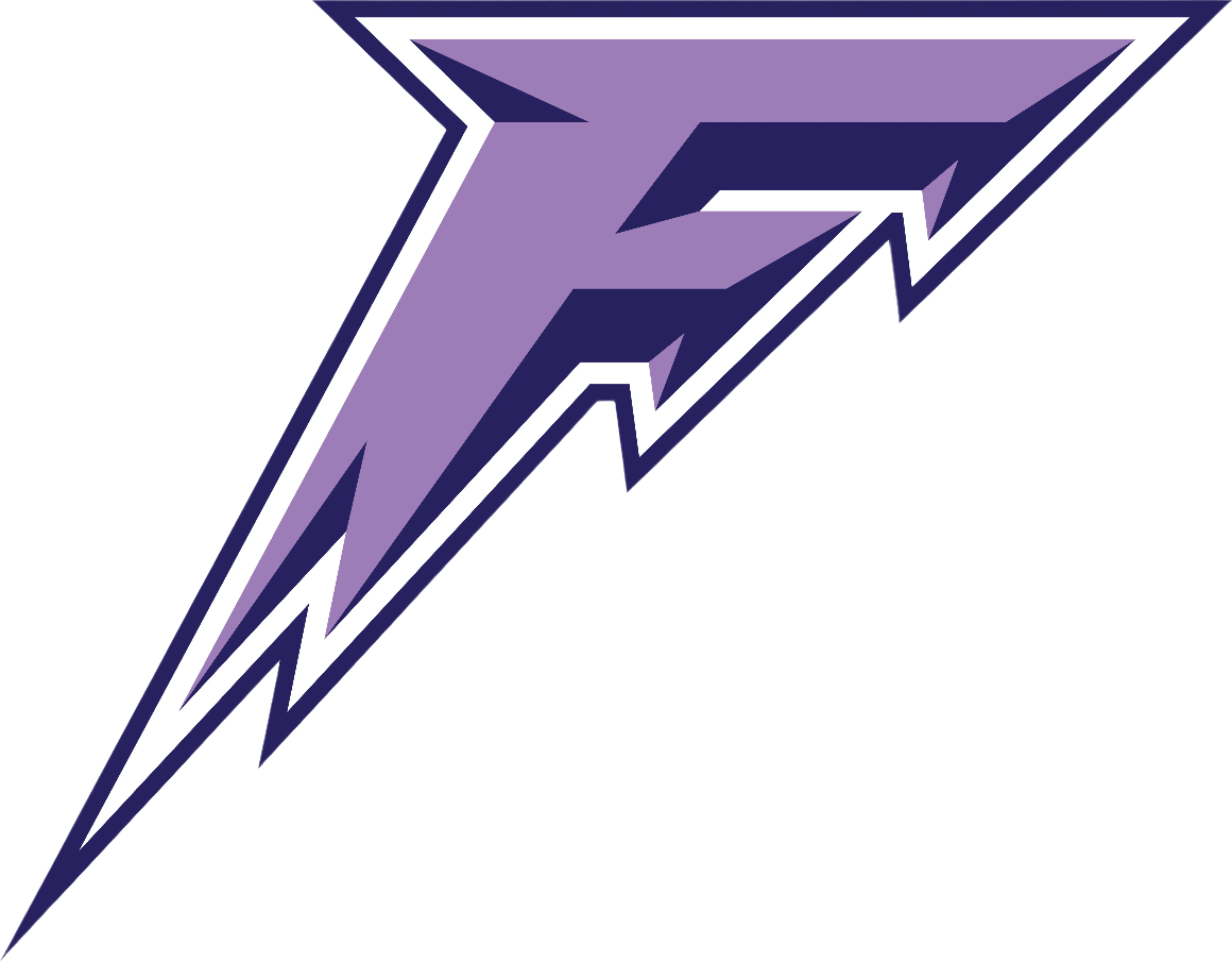Purple logo with a stylized letter 'F' on a white background