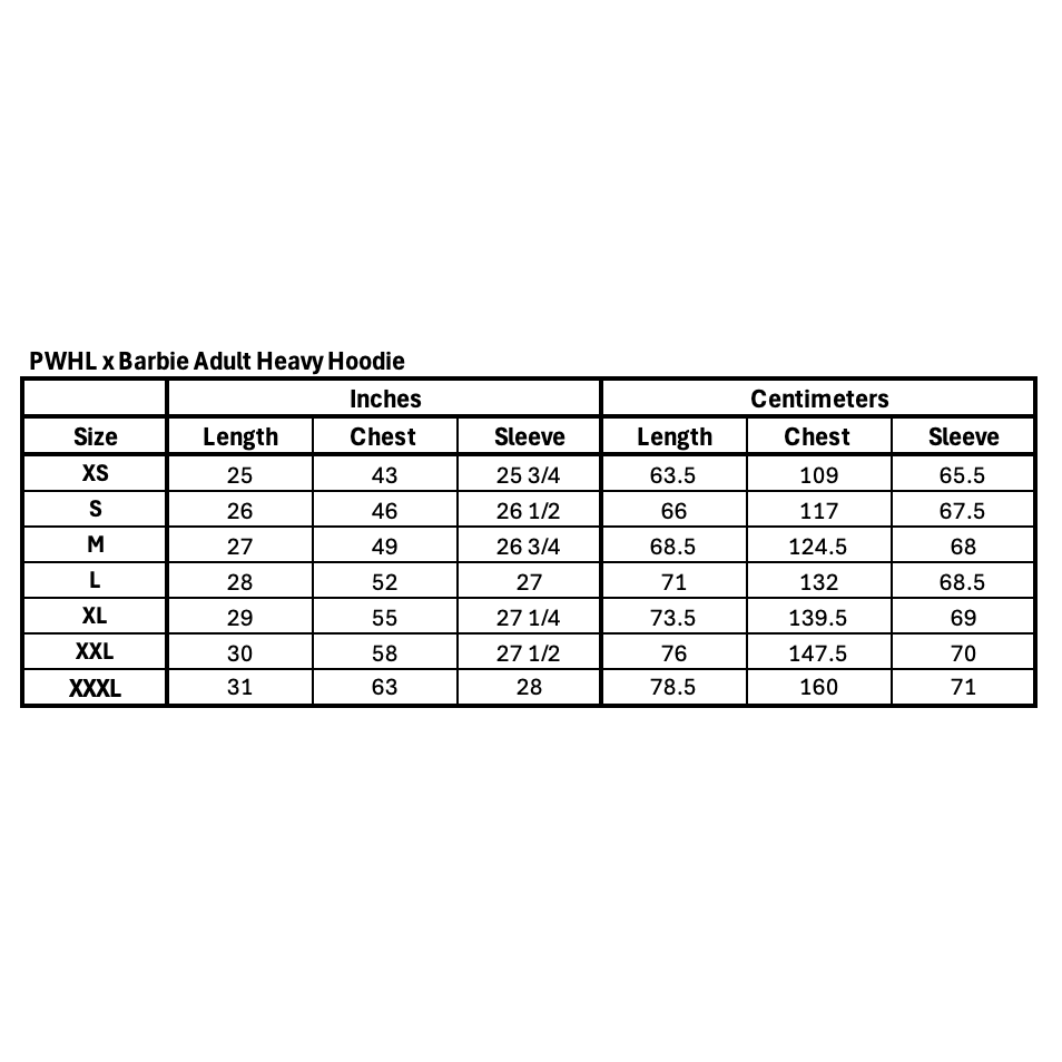 PWHL x Barbie by Peace Collective Adult Heavy Hoodie - Hoodie in XS