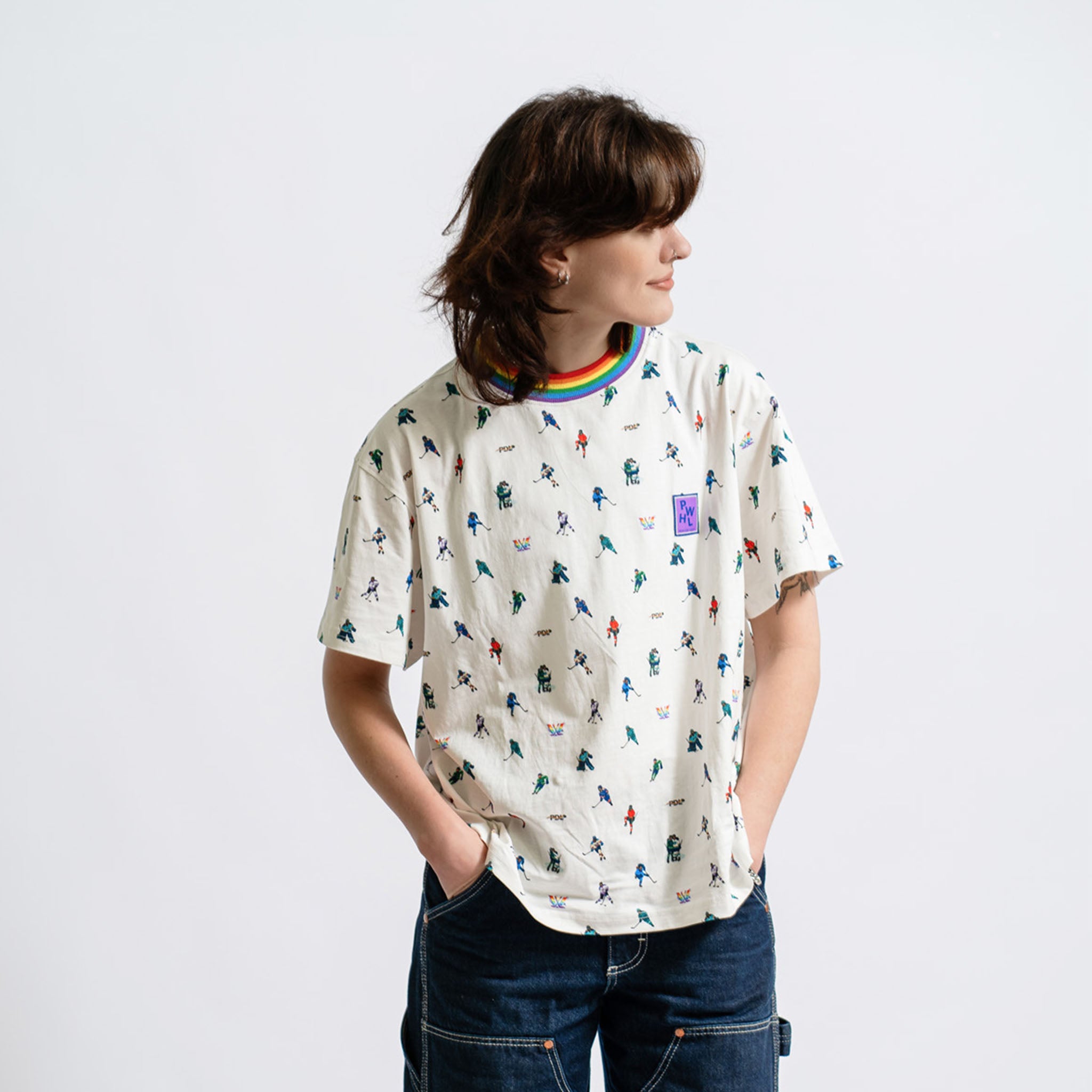 Adult PWHL Pride PDL Pattern Boxy T-Shirt - T-Shirt in S
