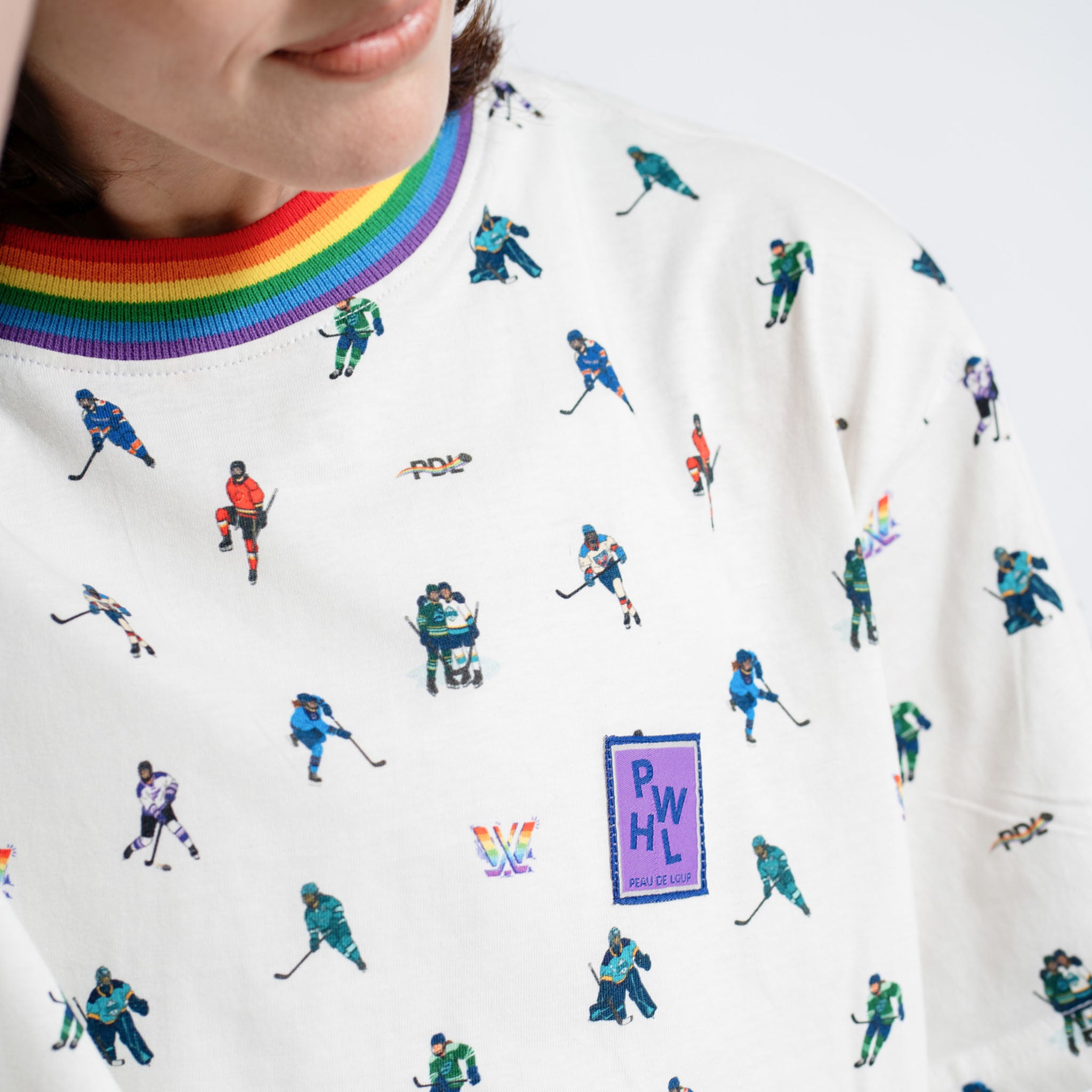 Adult PWHL Pride PDL Pattern Boxy T-Shirt - T-Shirt in S