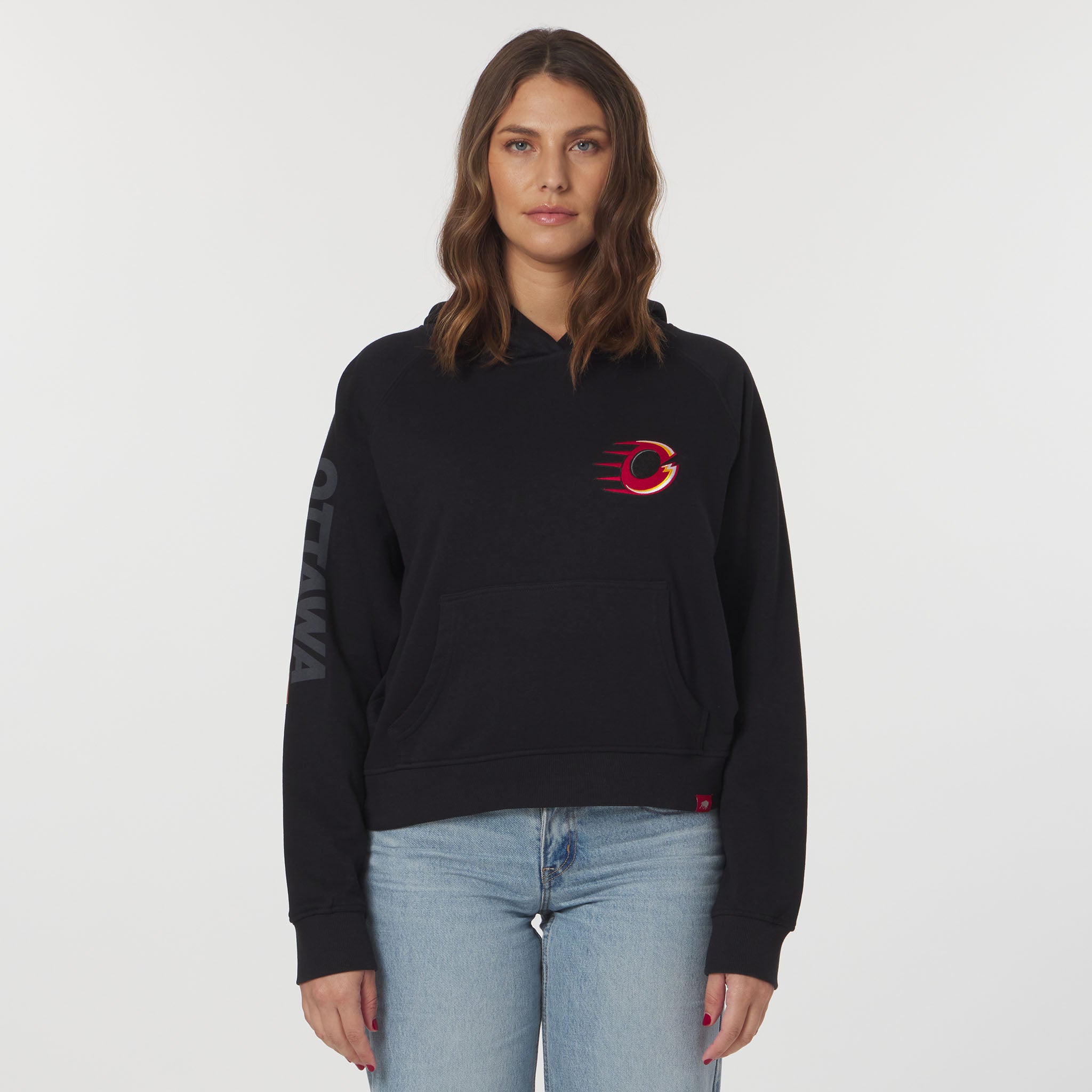 Women's Ottawa Charge Sportiqe Suede Logo Ella Hoodie - Hoodie in Black