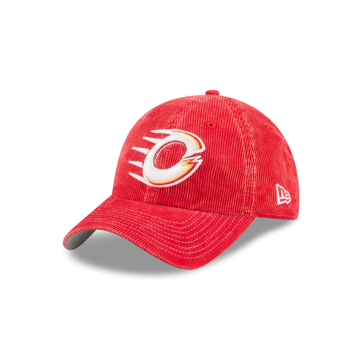 Red Corduroy Embroidered Ottawa Charge Logo Hat Angled Left