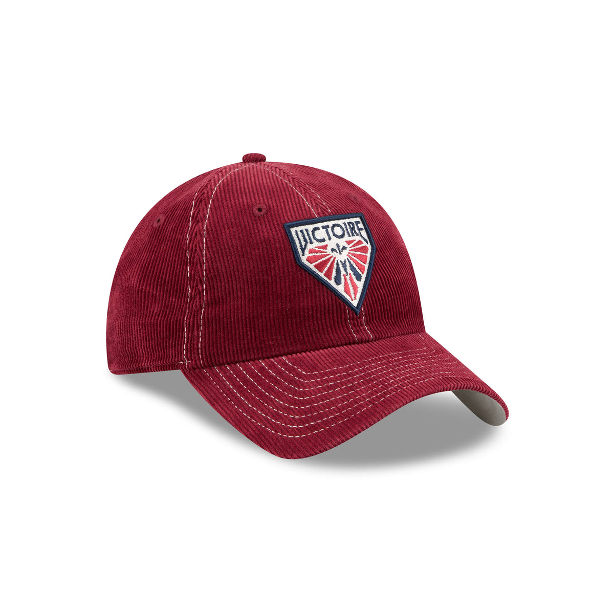 Maroon Corduroy Embroidered Montreal Victoire Logo Hat Angled Right