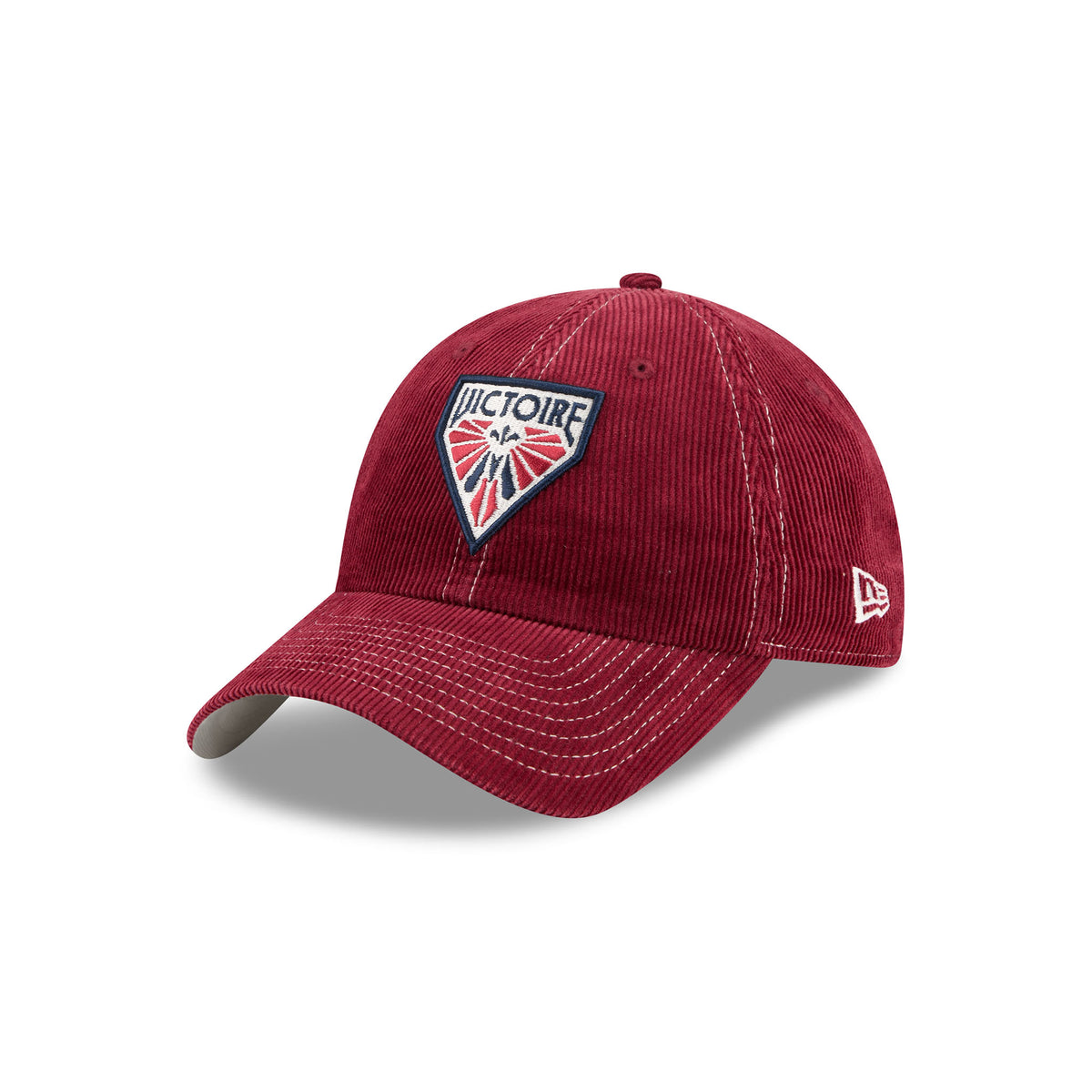 Maroon Corduroy Embroidered Montreal Victoire Logo Hat Angled Left