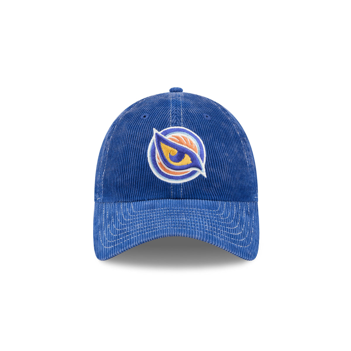 Blue Corduroy Embroidered Vancouver Goldeneyes Logo Hat Front