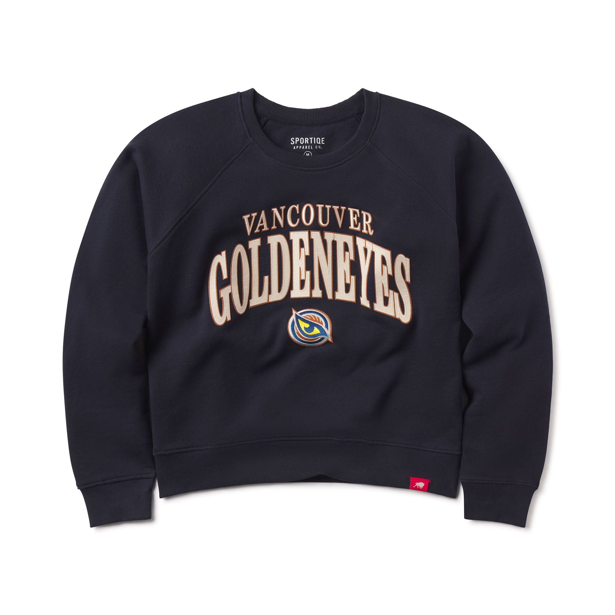 Women's Vancouver Goldeneyes Sportiqe Suede Logo Ashlyn Crew - Crewneck in Navy