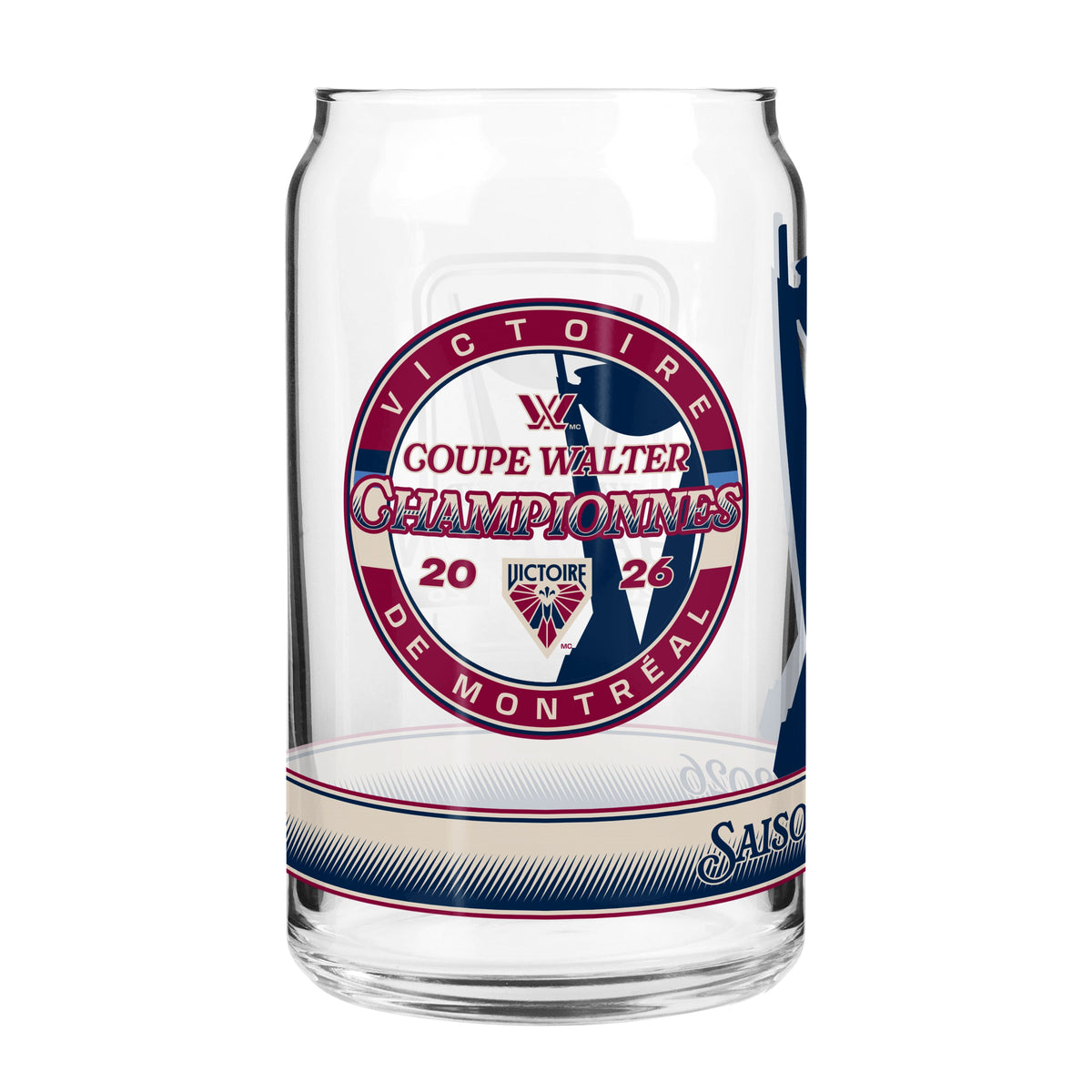 Montreal Victoire 2026 16 OZ Can Glass - Walter Cup Champs - Drinkware in