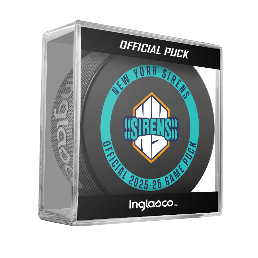 New York Sirens Officially Licensed 2025-2026 Game Puck Design In Cube