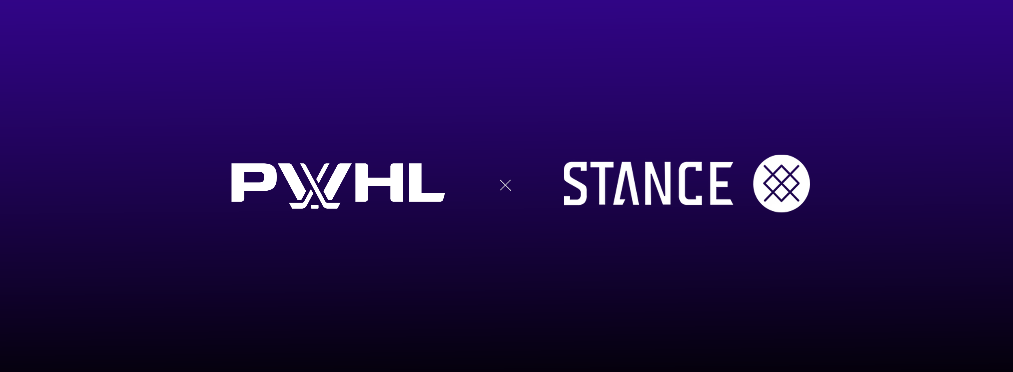 Collaboration between PWHL and Stance on a purple background