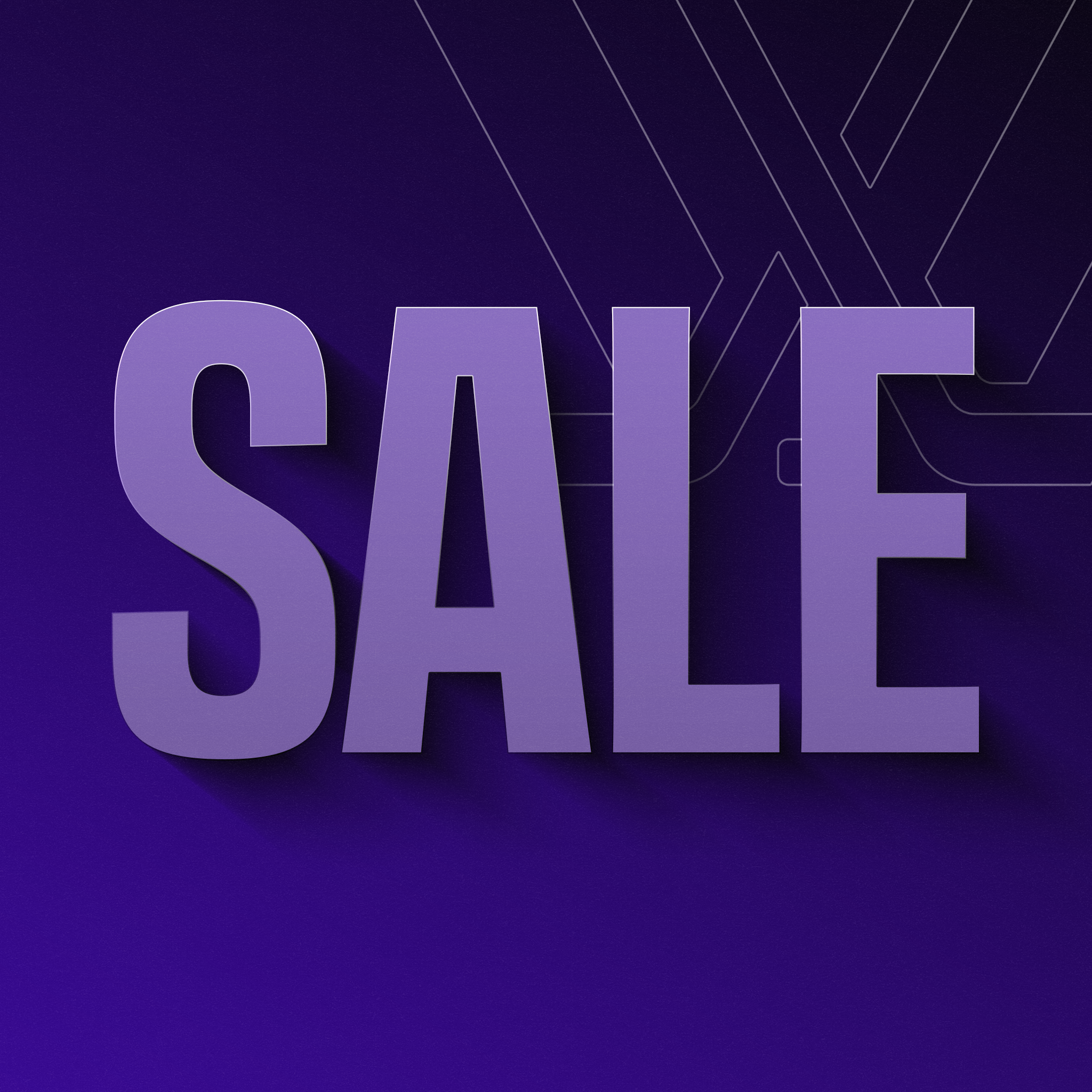 Purple 'SALE' text on a dark purple background