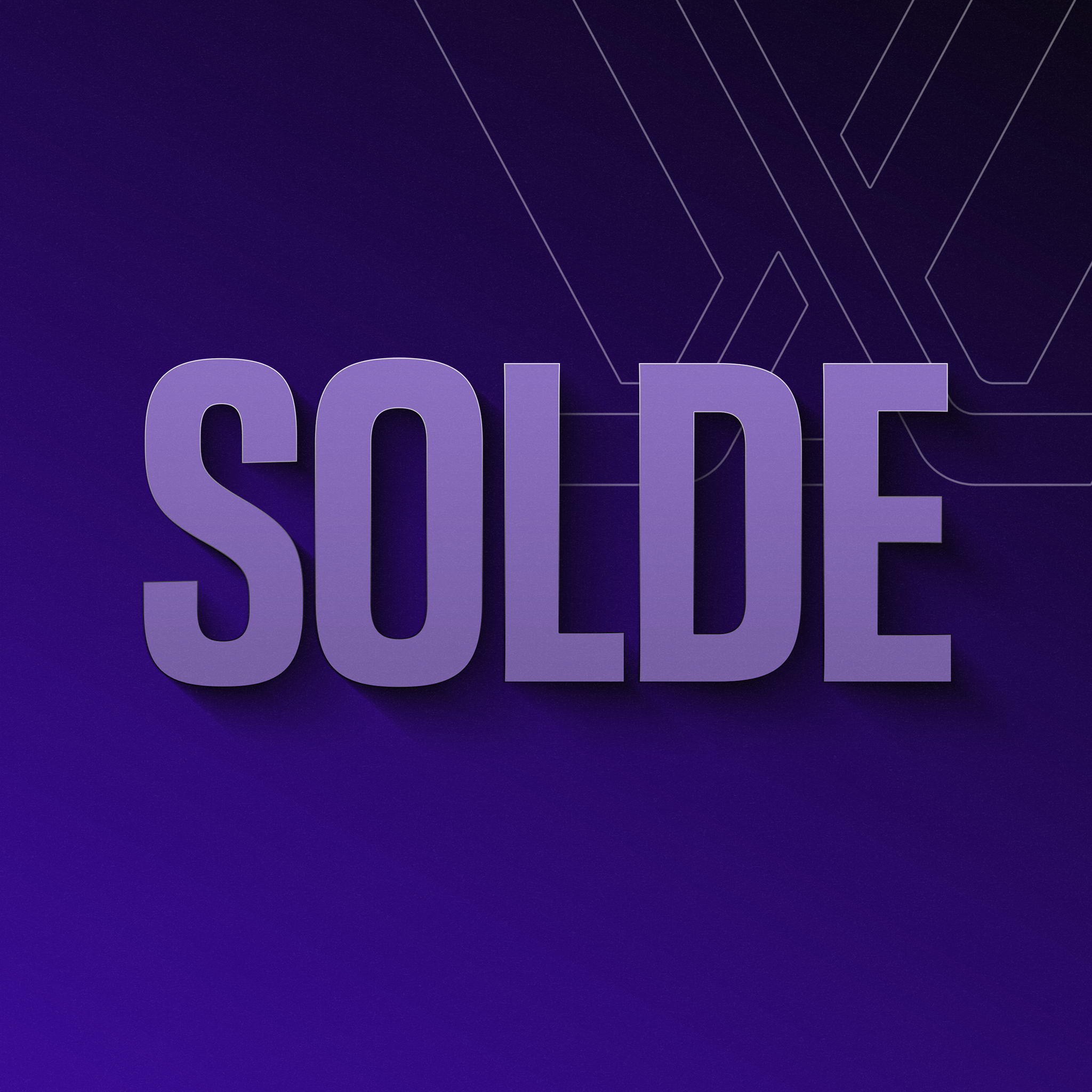 The word 'VENTE' in purple on a dark purple background with geometric patterns.