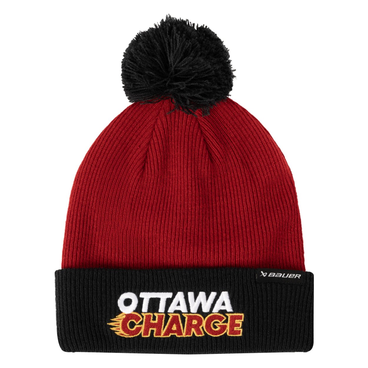 Ottawa Charge Adult Bauer Knit Pom - Hat in Red