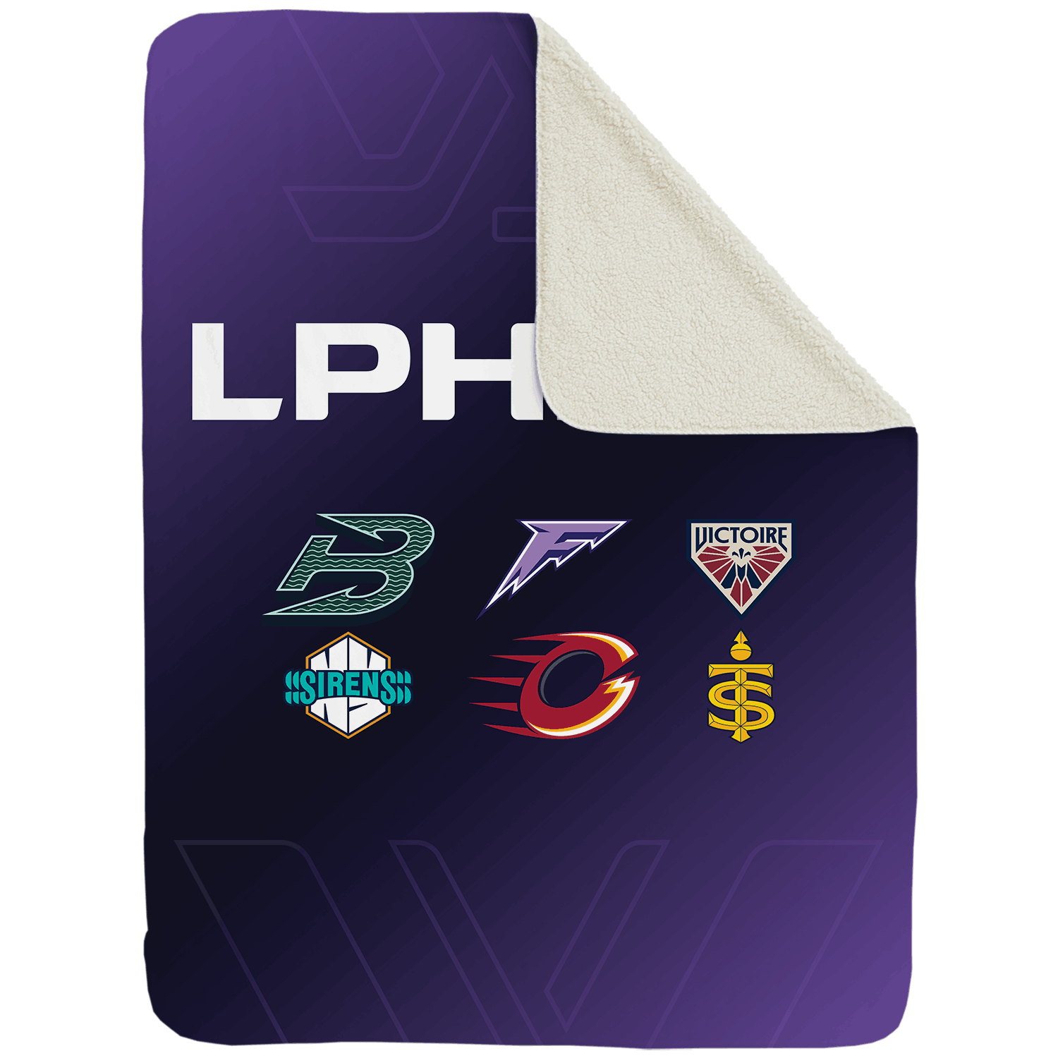 LPHF Large Sherpa Fleece Logo Throw Blanket - Blankets in Cream Back