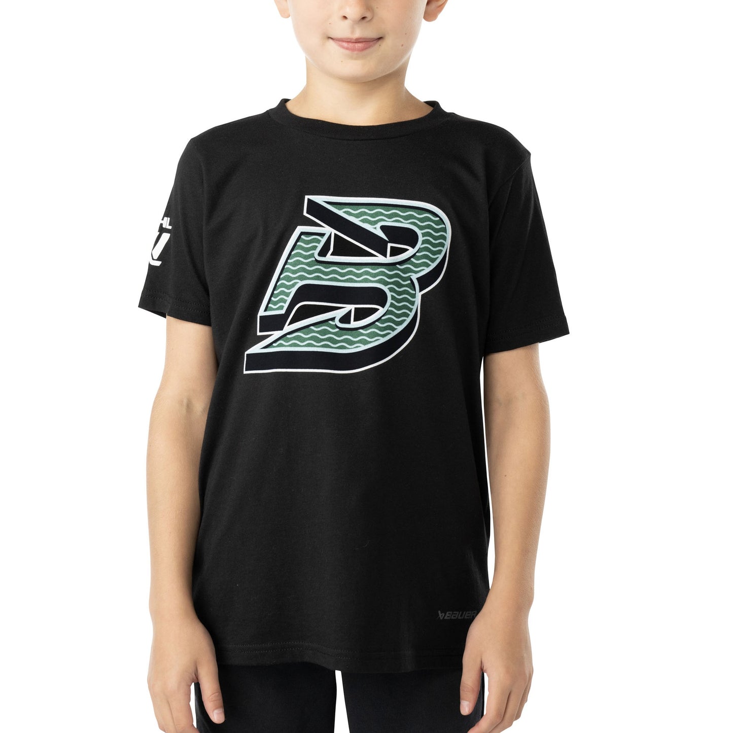 Boston Fleet Youth Bauer Front Logo Back Name T-Shirt