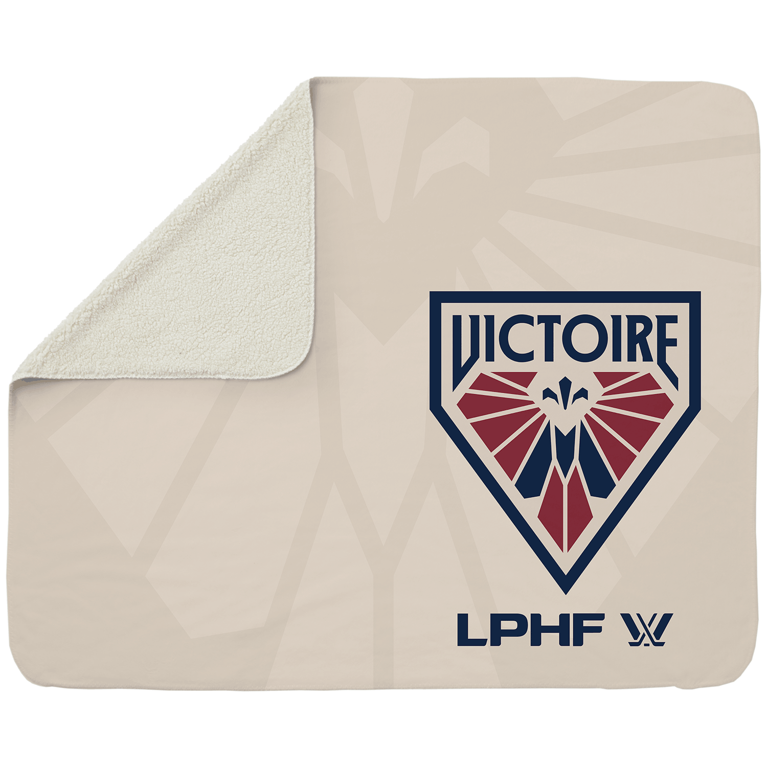 Montreal Victoire Sherpa Fleece Logo Throw Blanket - Blankets in Cream Back