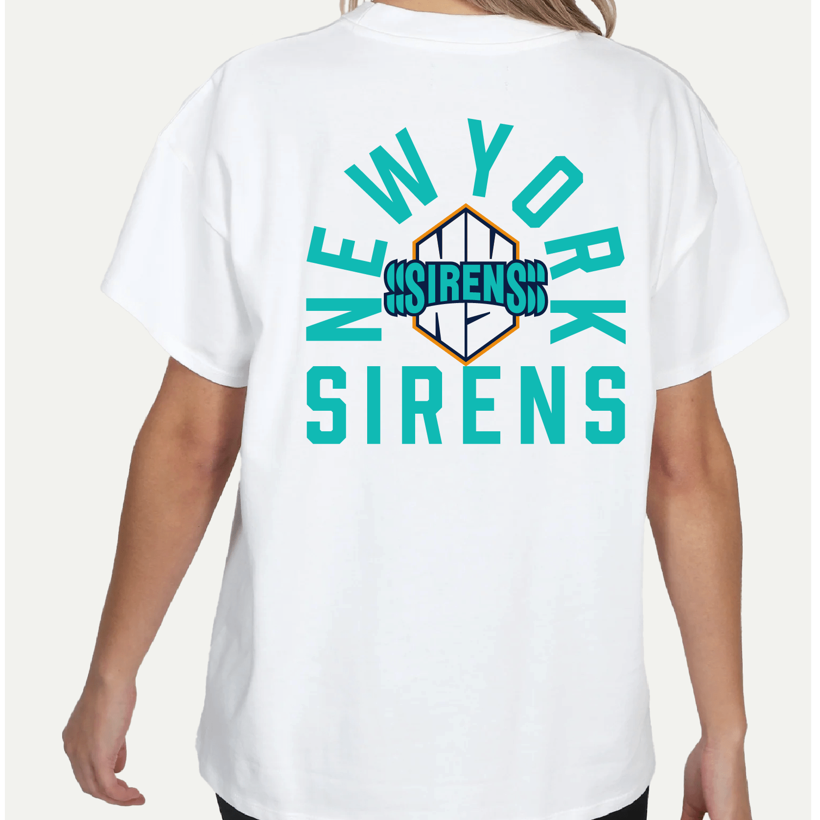 New York Sirens Unisex Line Change Back Hit Hockey Oversized T-Shirt - T-Shirt in White
