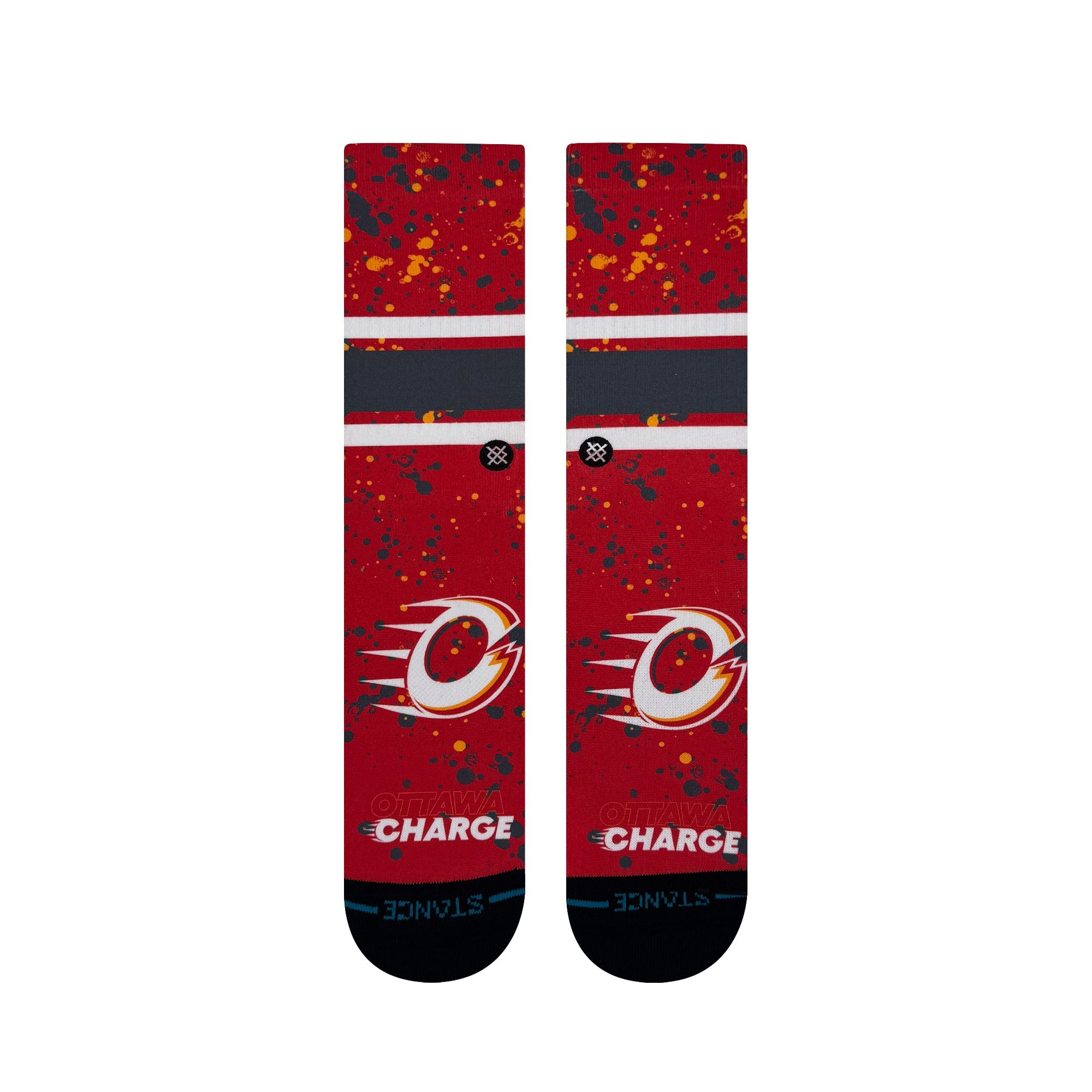 Ottawa Charge Adult Stance Splatter Crew Socks - Socks in Red